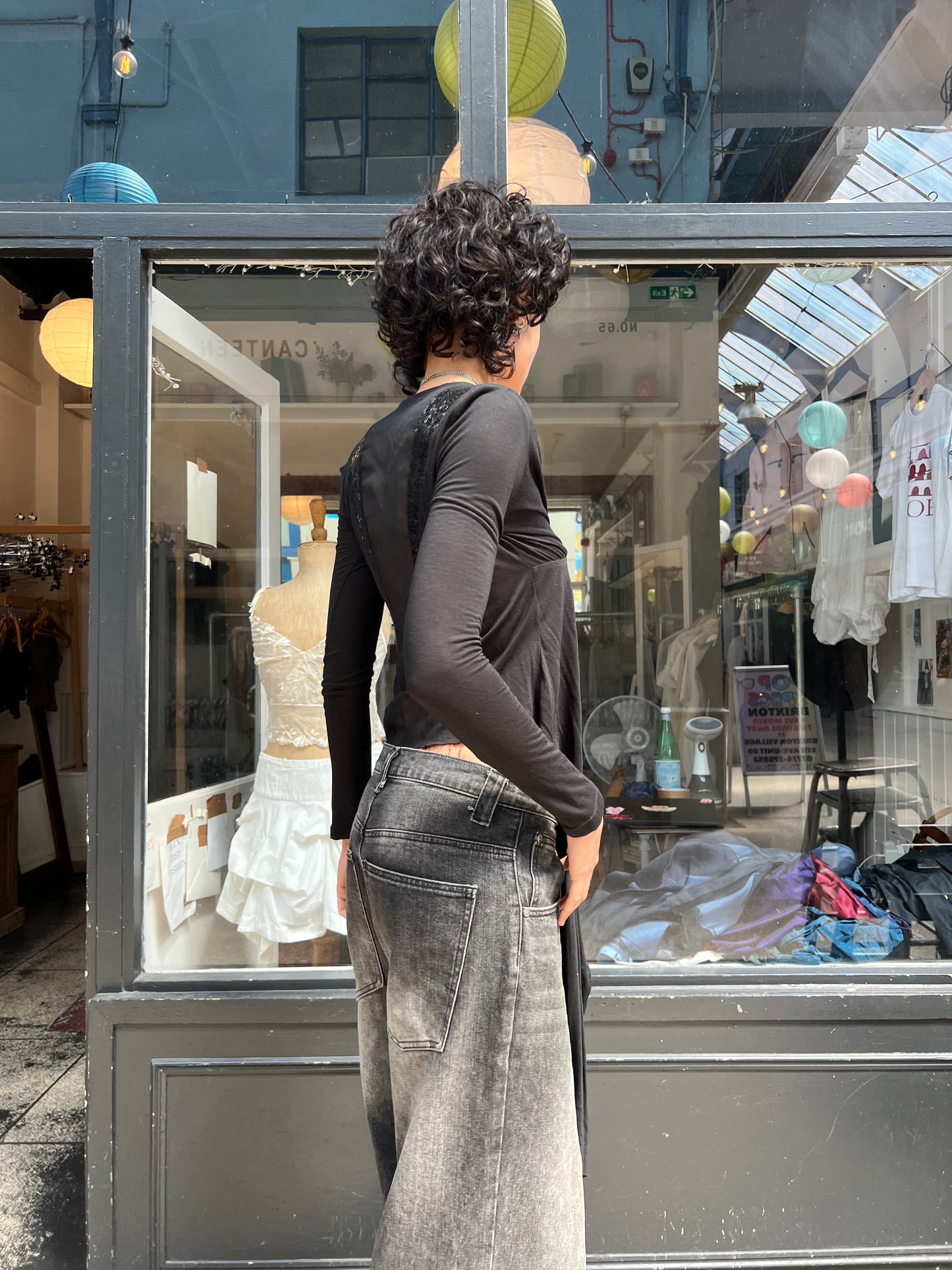 All saints black waterfall top
