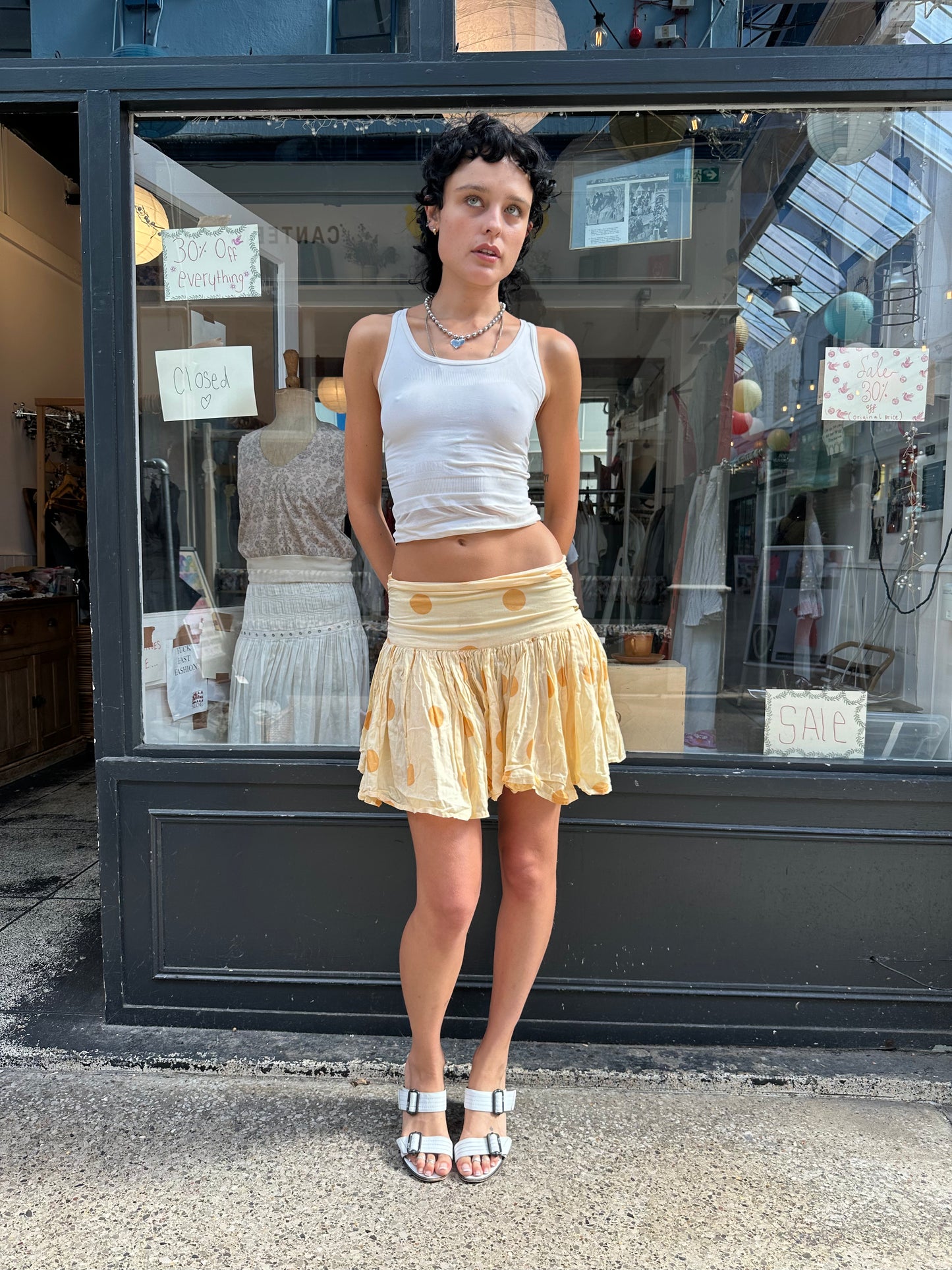 Drop waist cotton mini skirt