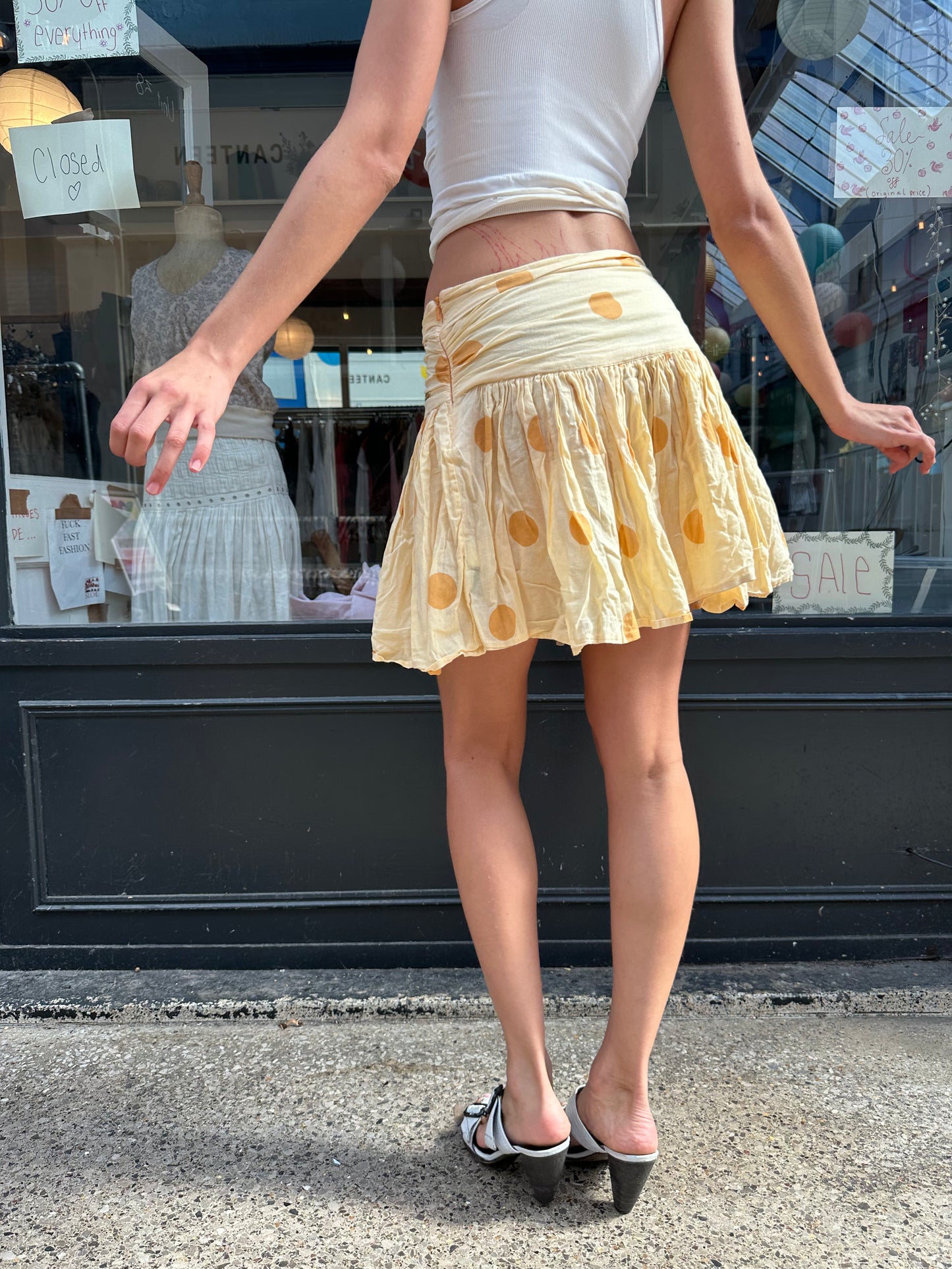 Drop waist cotton mini skirt