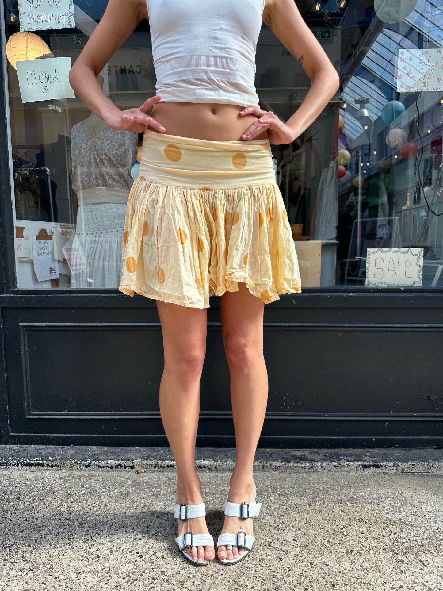 Drop waist cotton mini skirt