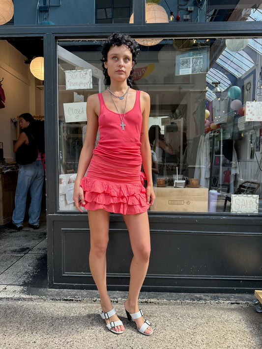Coral ruffle skirt