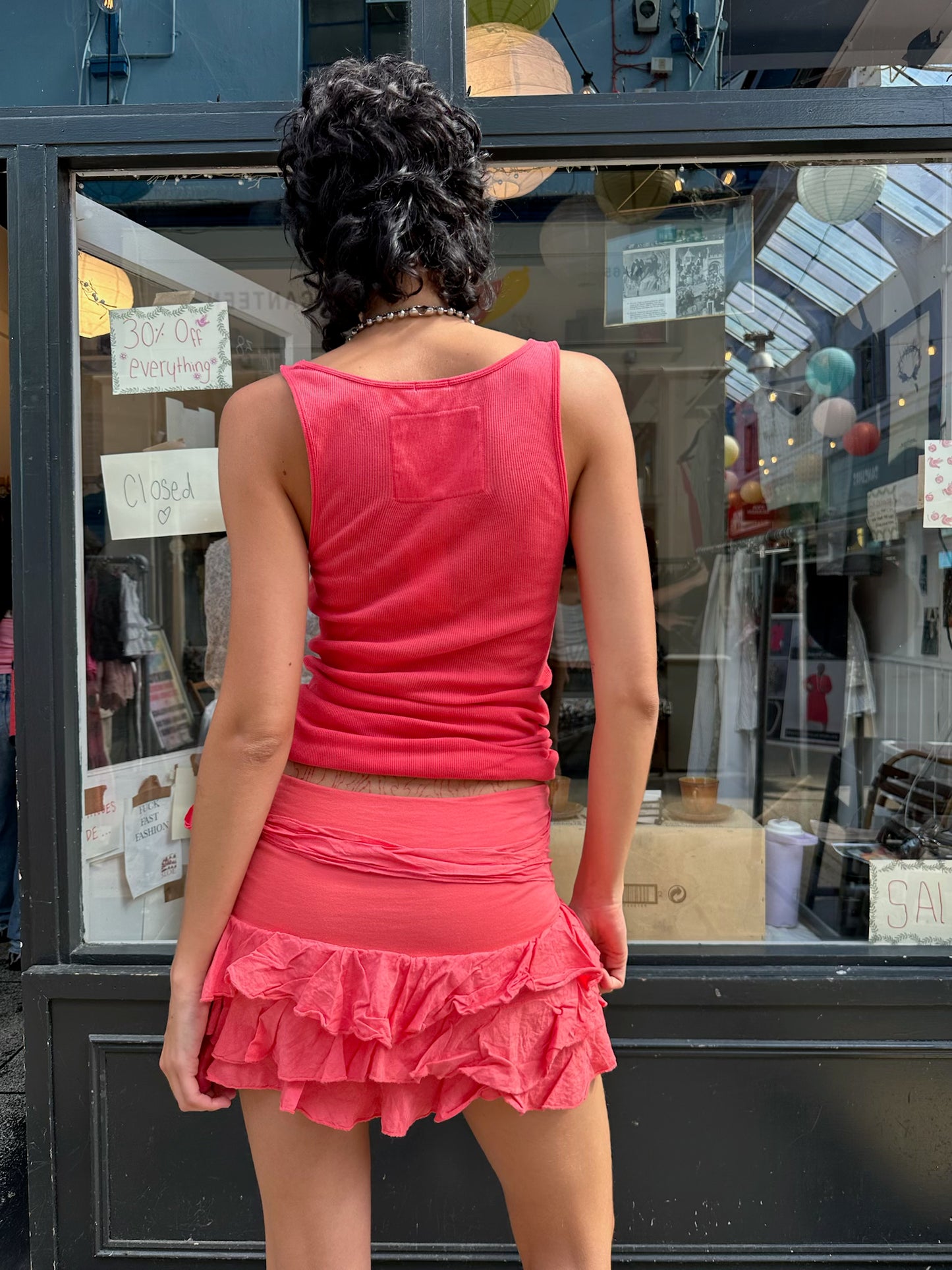 Coral ruffle skirt