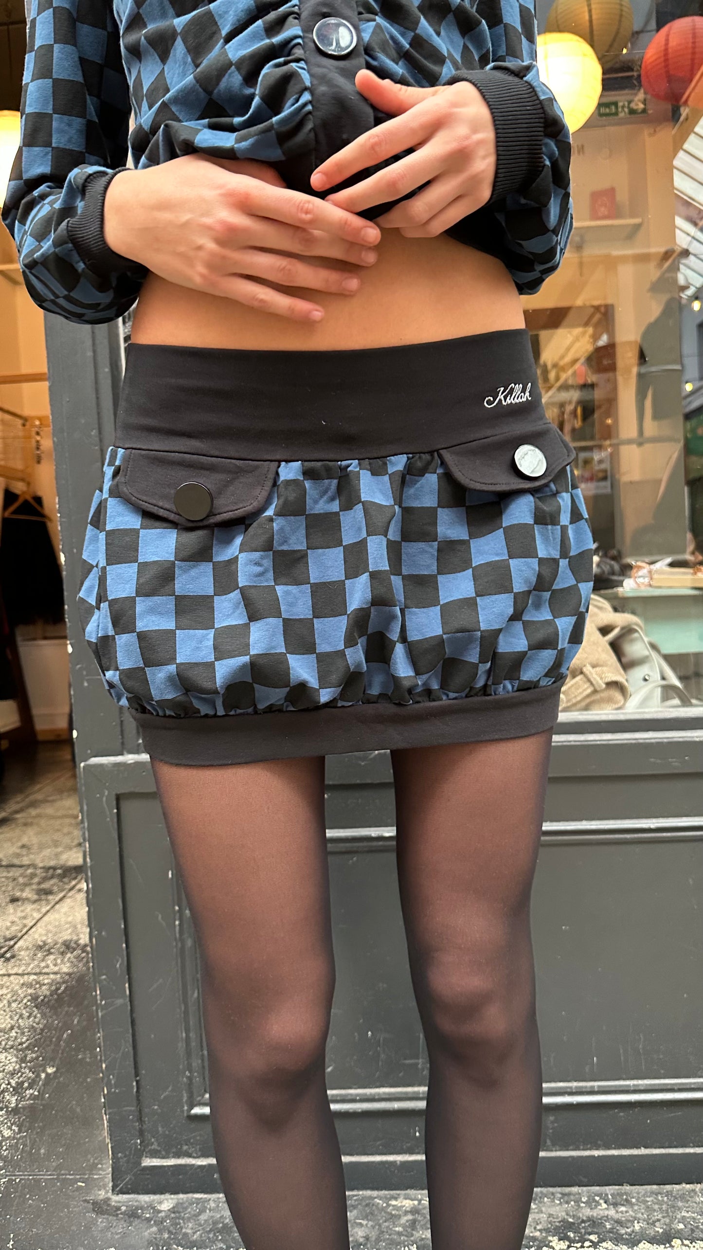 checkered mini skirt
