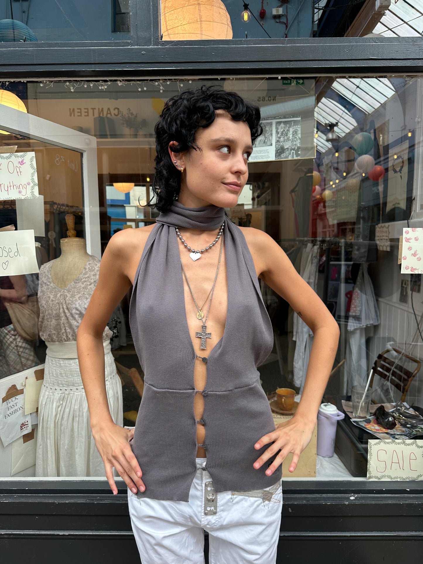 Backless halter neck top