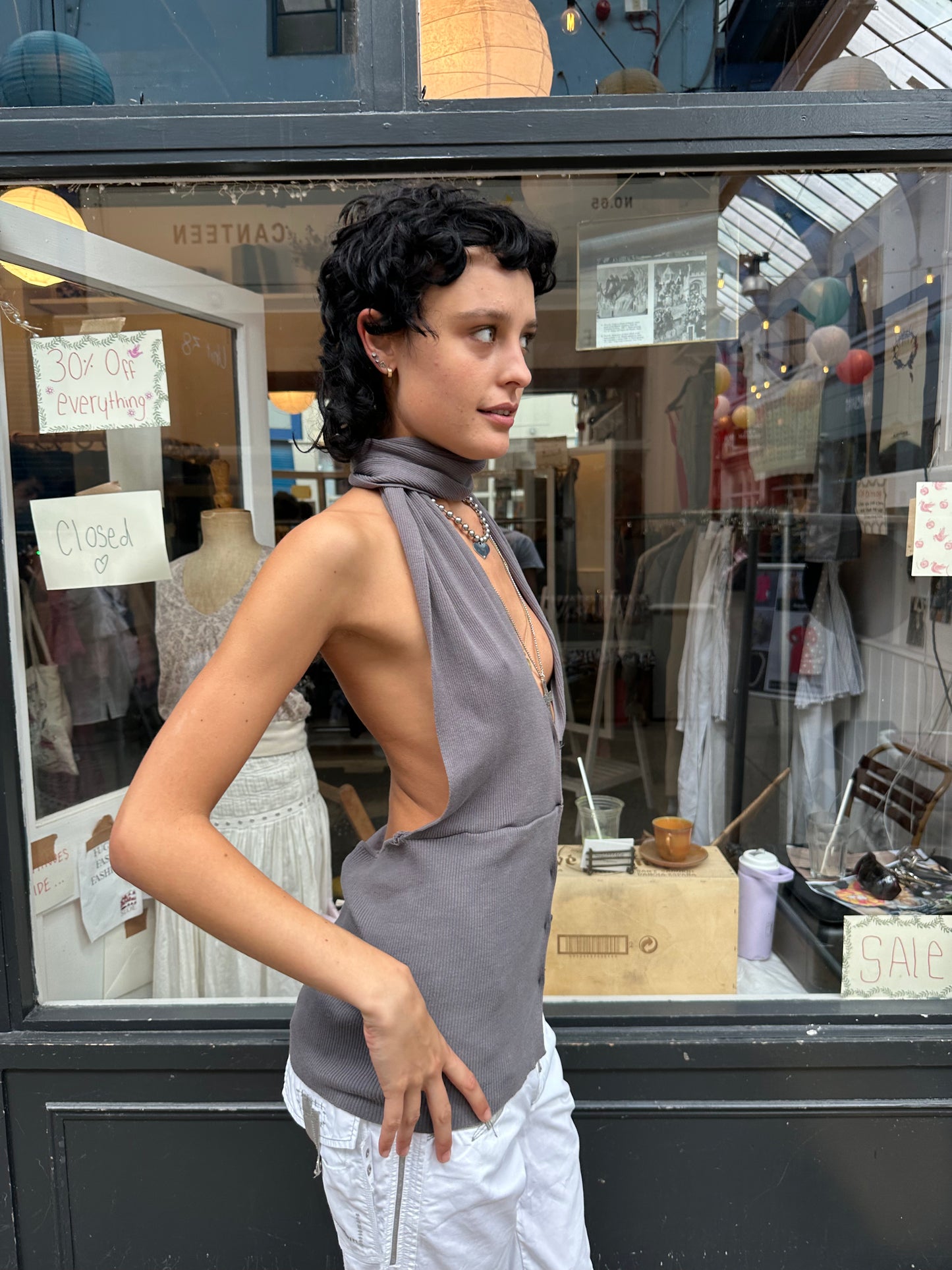Backless halter neck top
