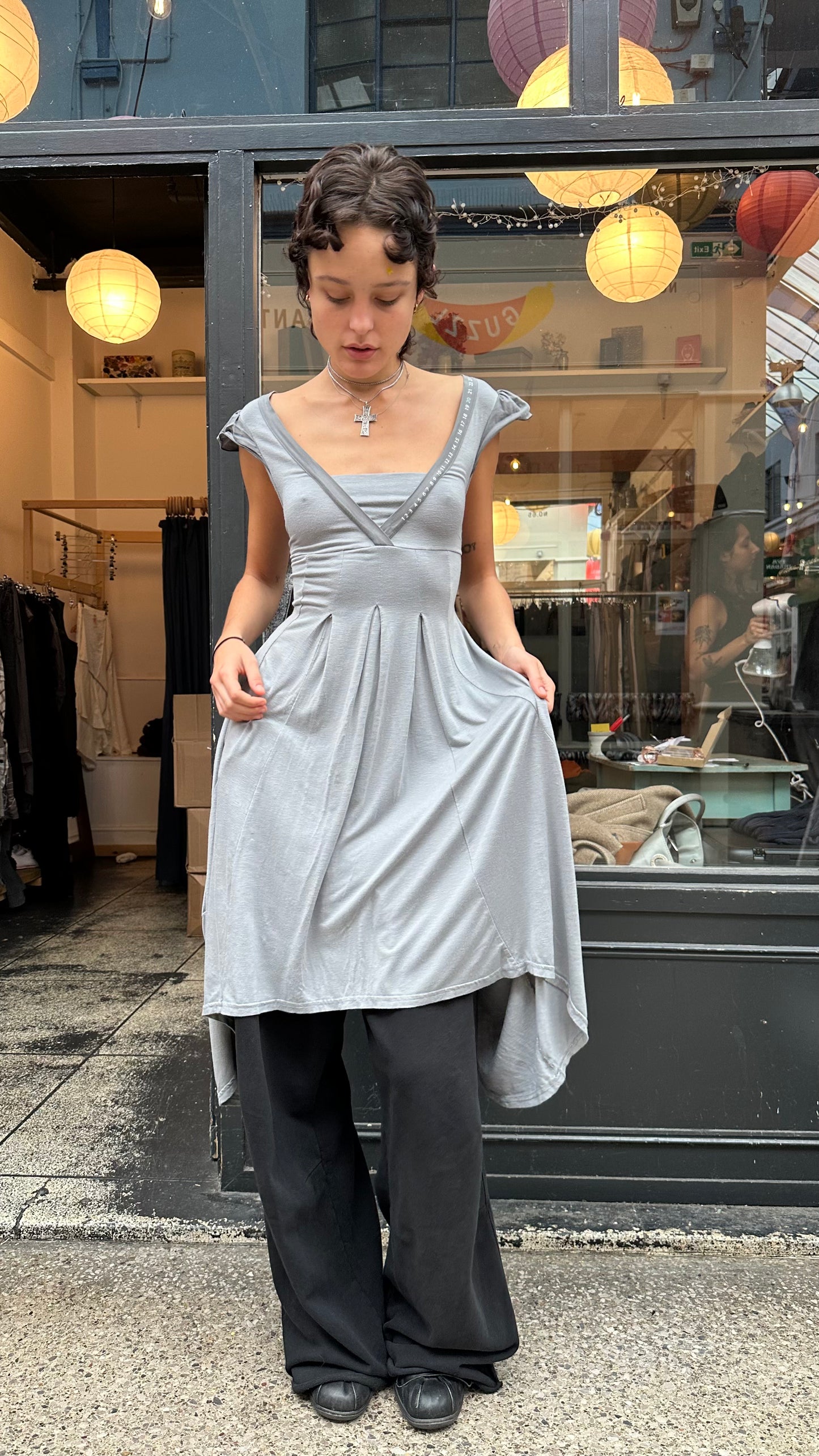 Blue grey maxi dress