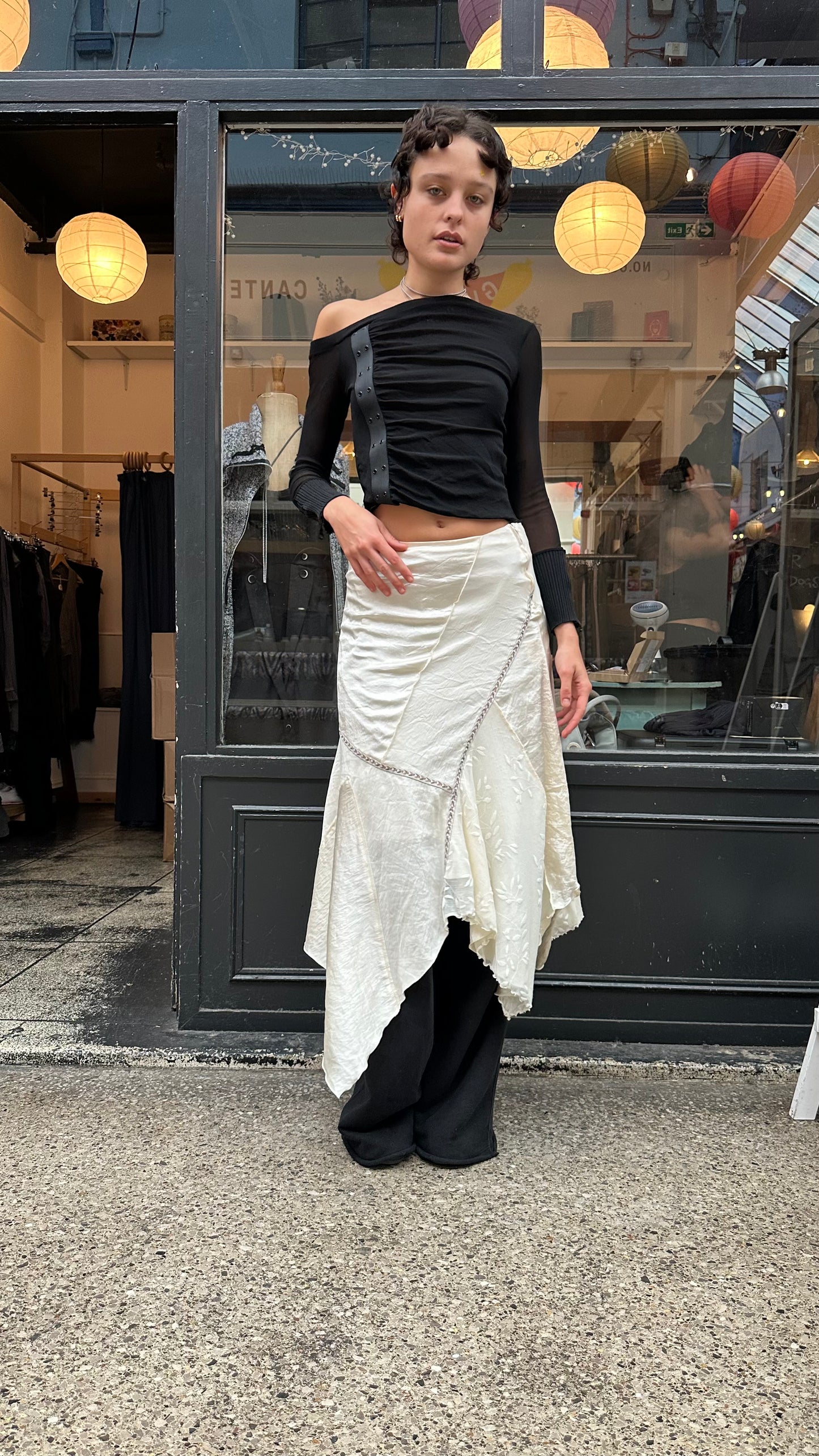 Silky asymmetric skirt