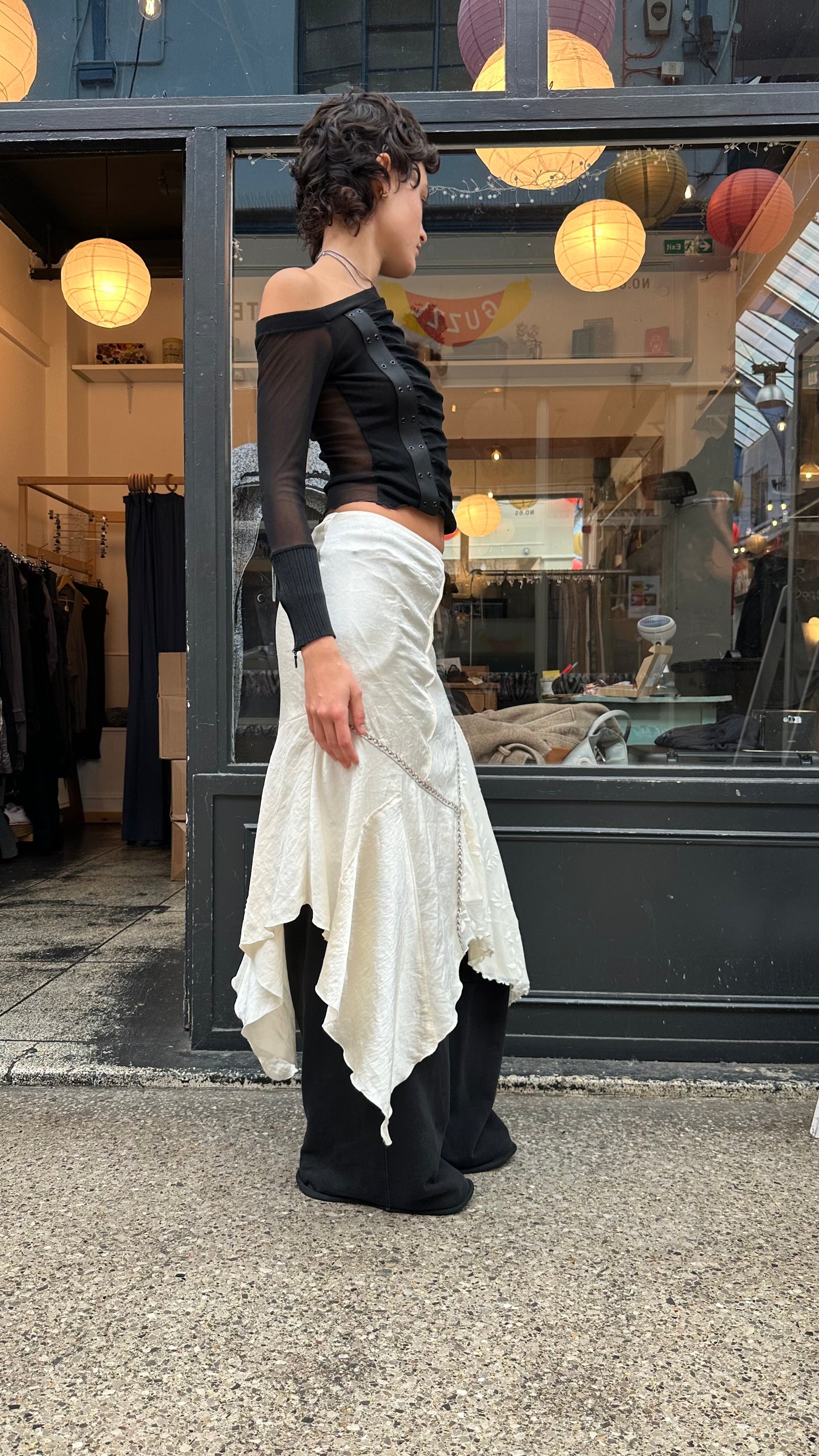 Silky asymmetric skirt