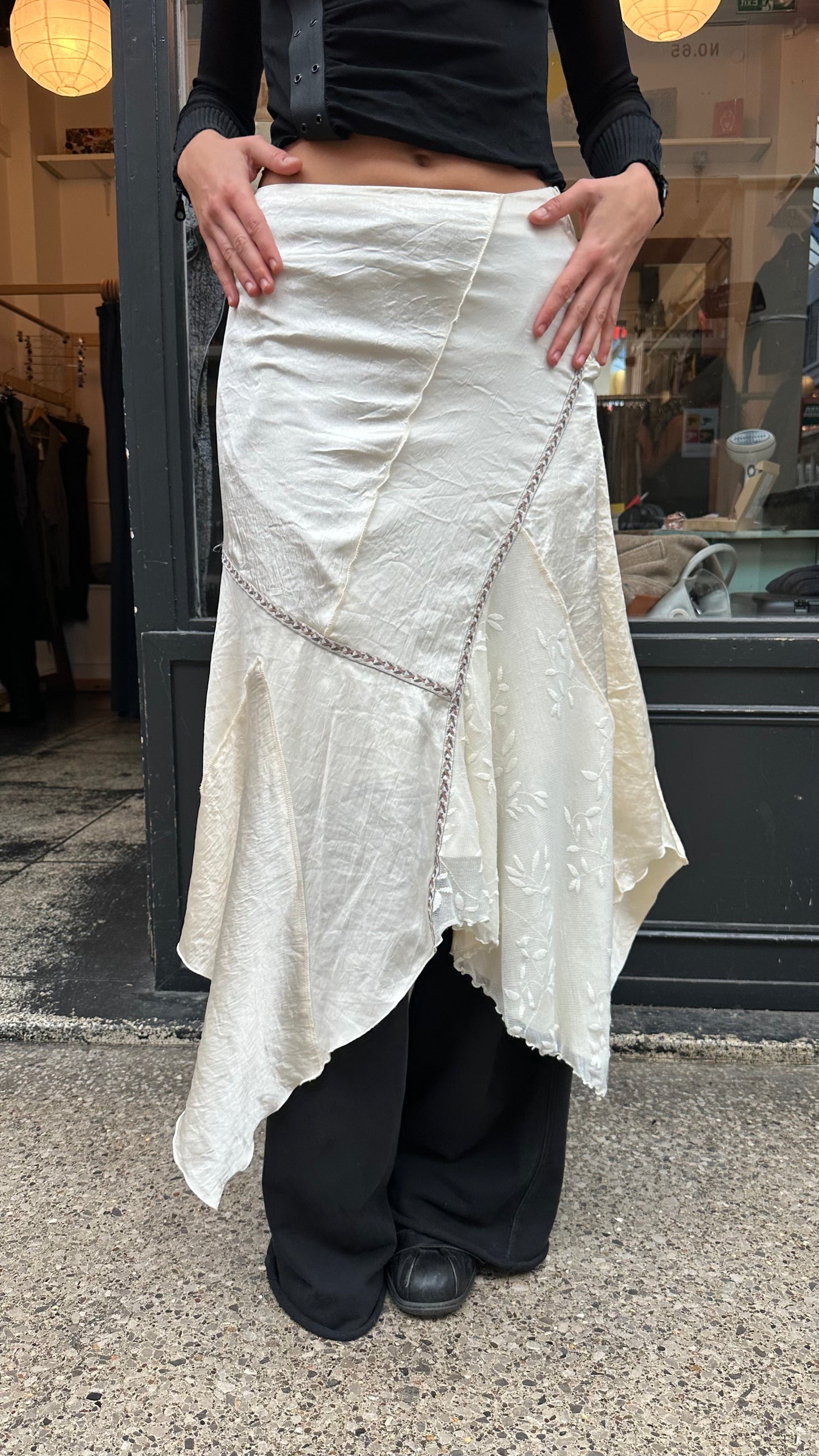 Silky asymmetric skirt