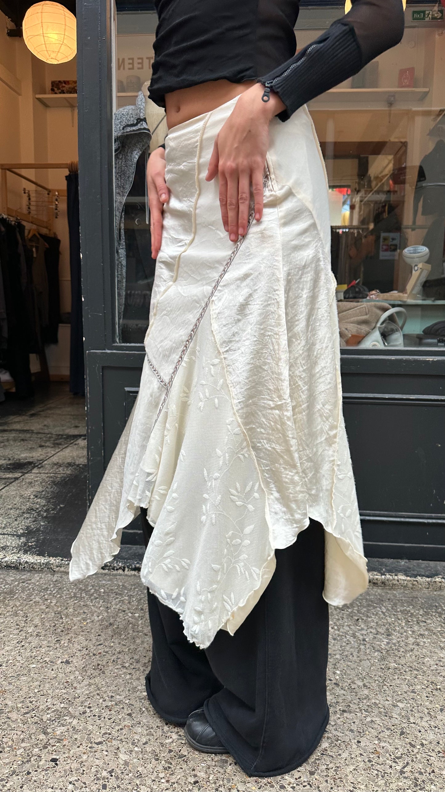 Silky asymmetric skirt