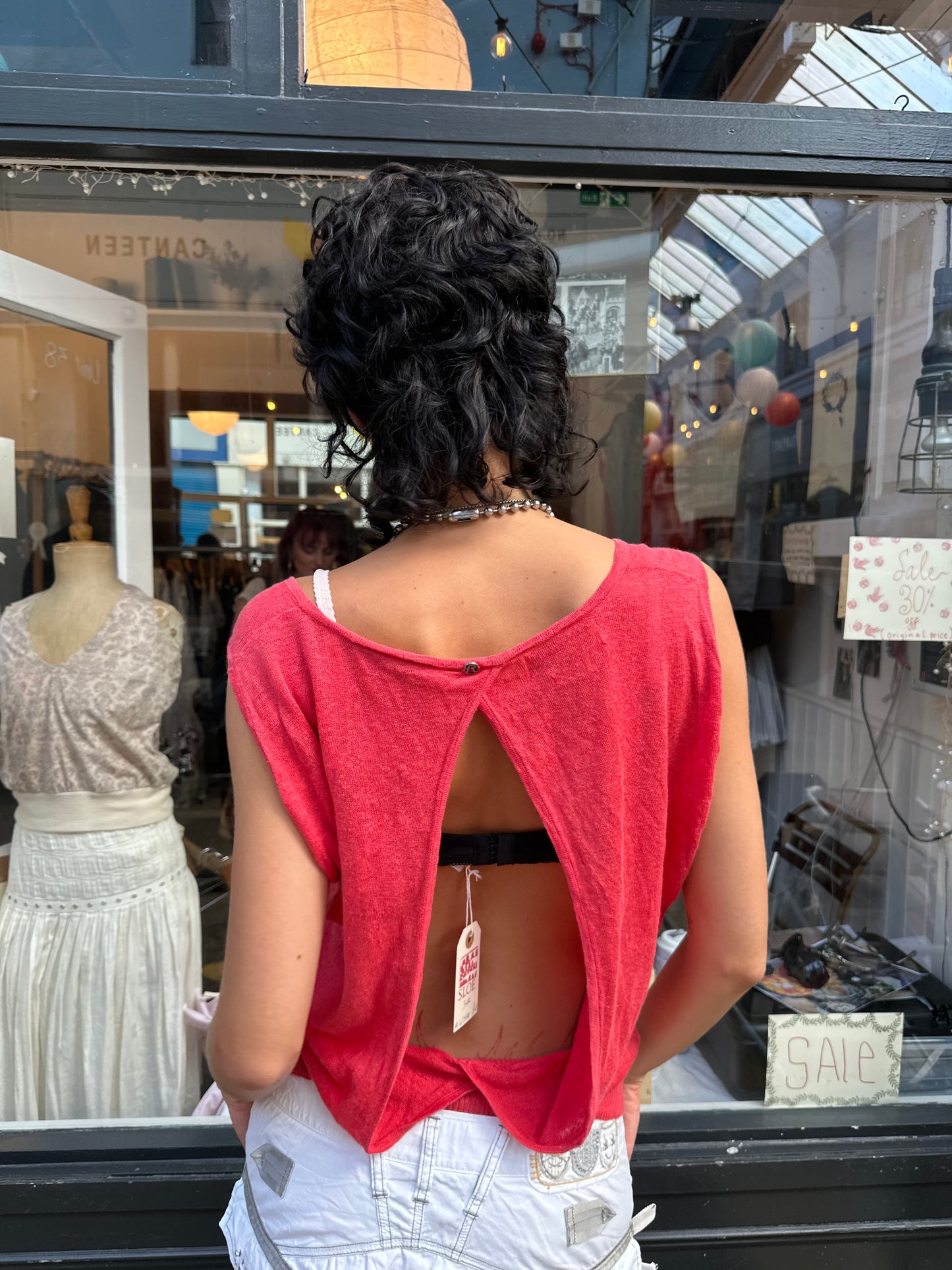 Coral open back top