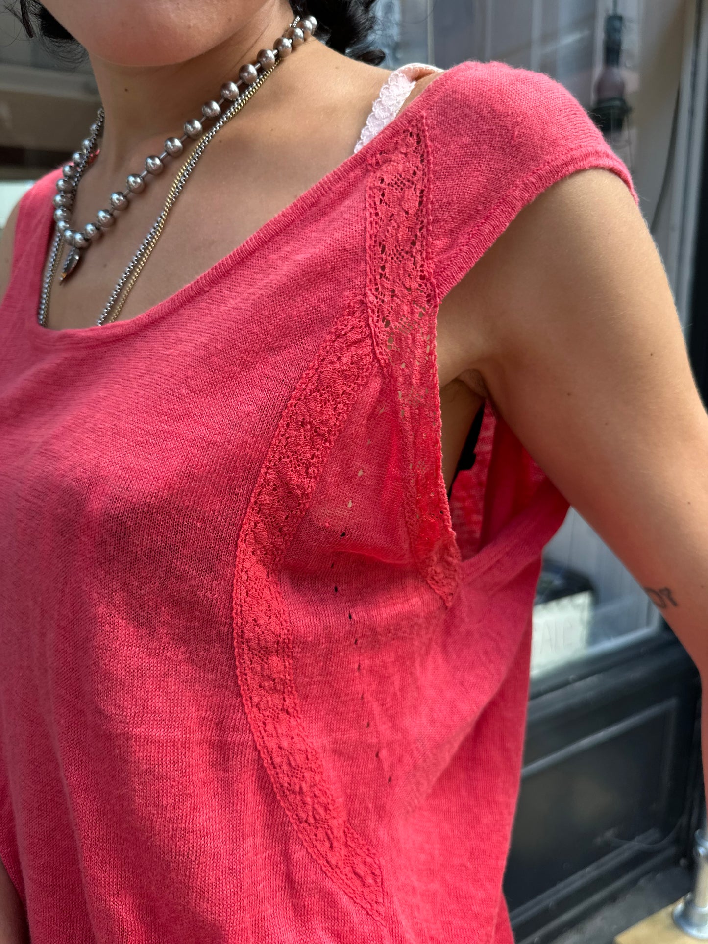 Coral open back top