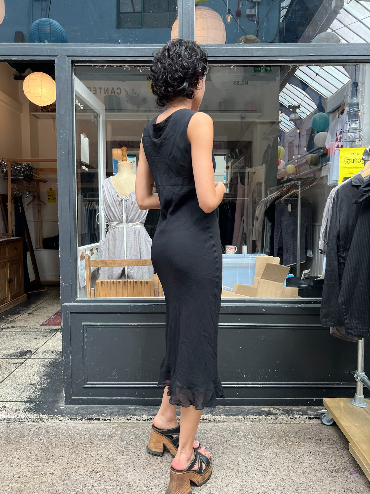 Black 100% silk slip dress