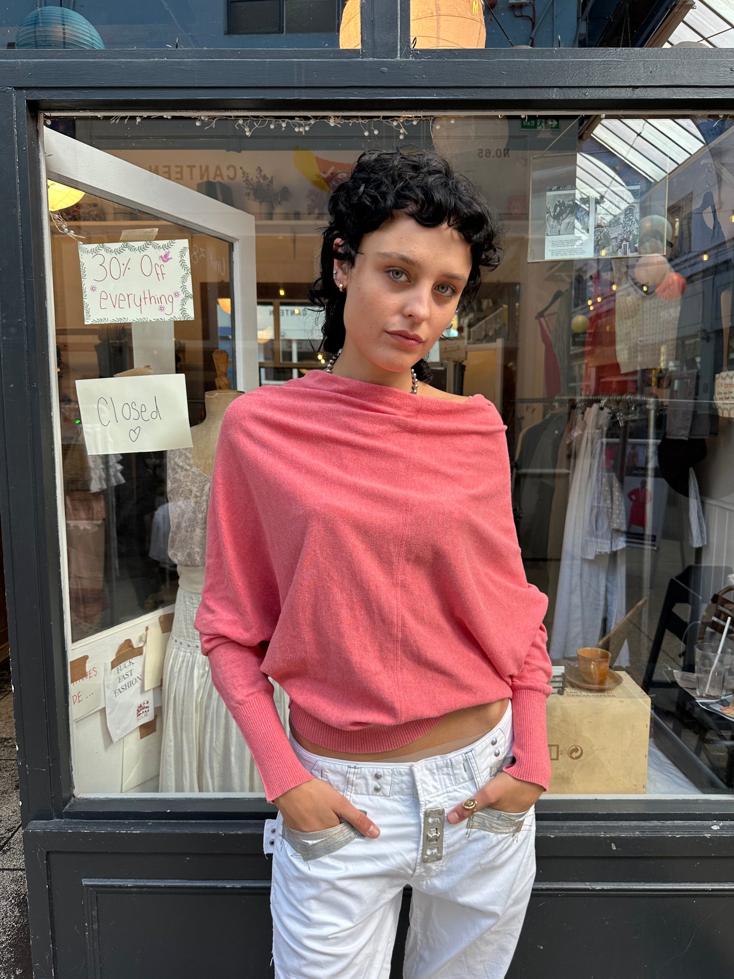 Coral pink slouchy knit