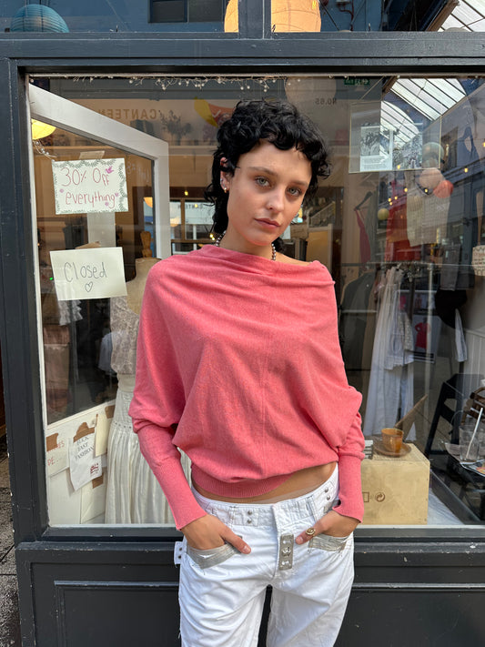 Coral pink slouchy knit