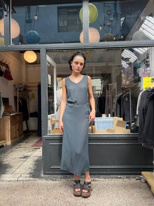 Blue grey sheer maxi dress