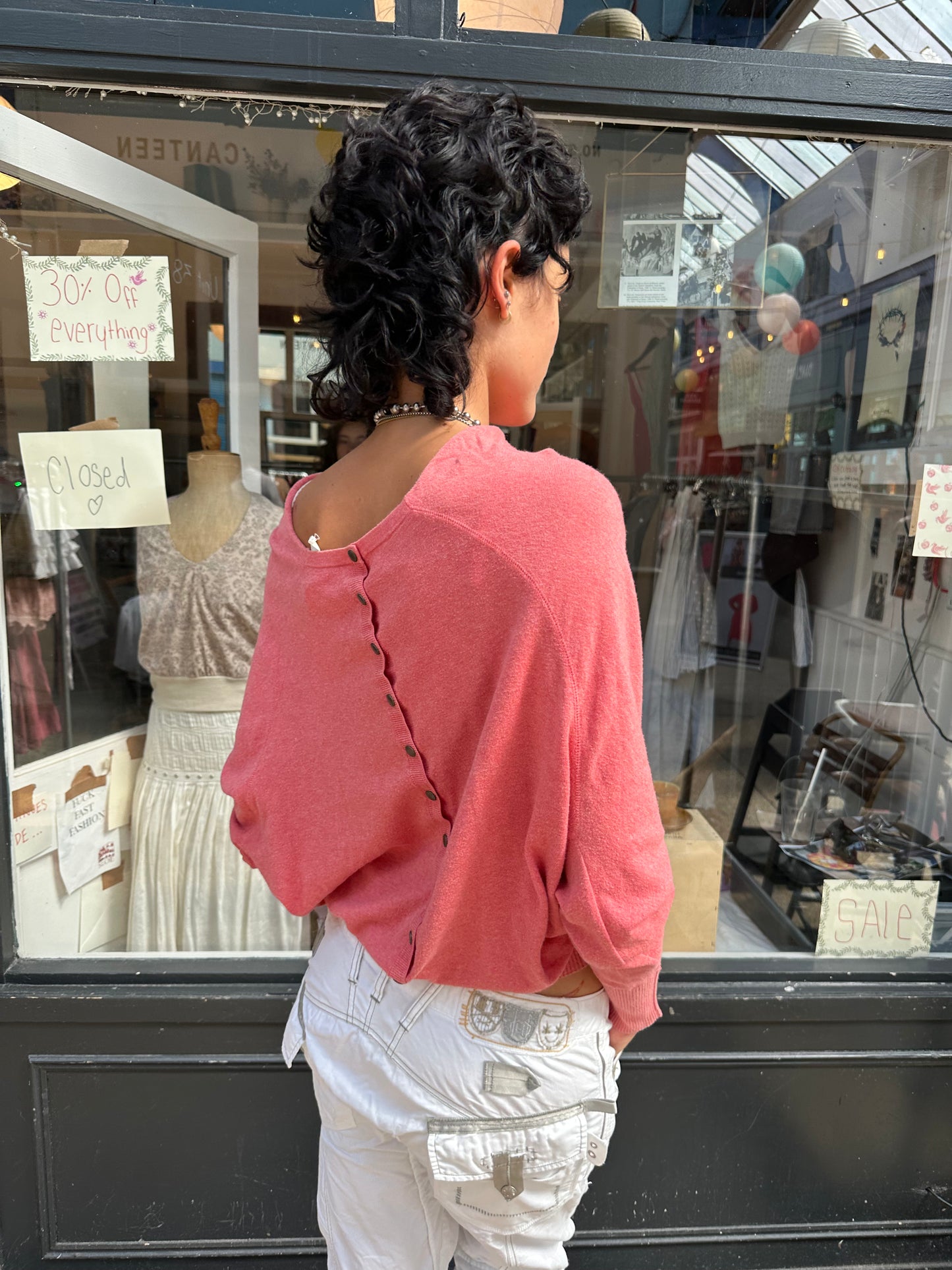 Coral pink slouchy knit