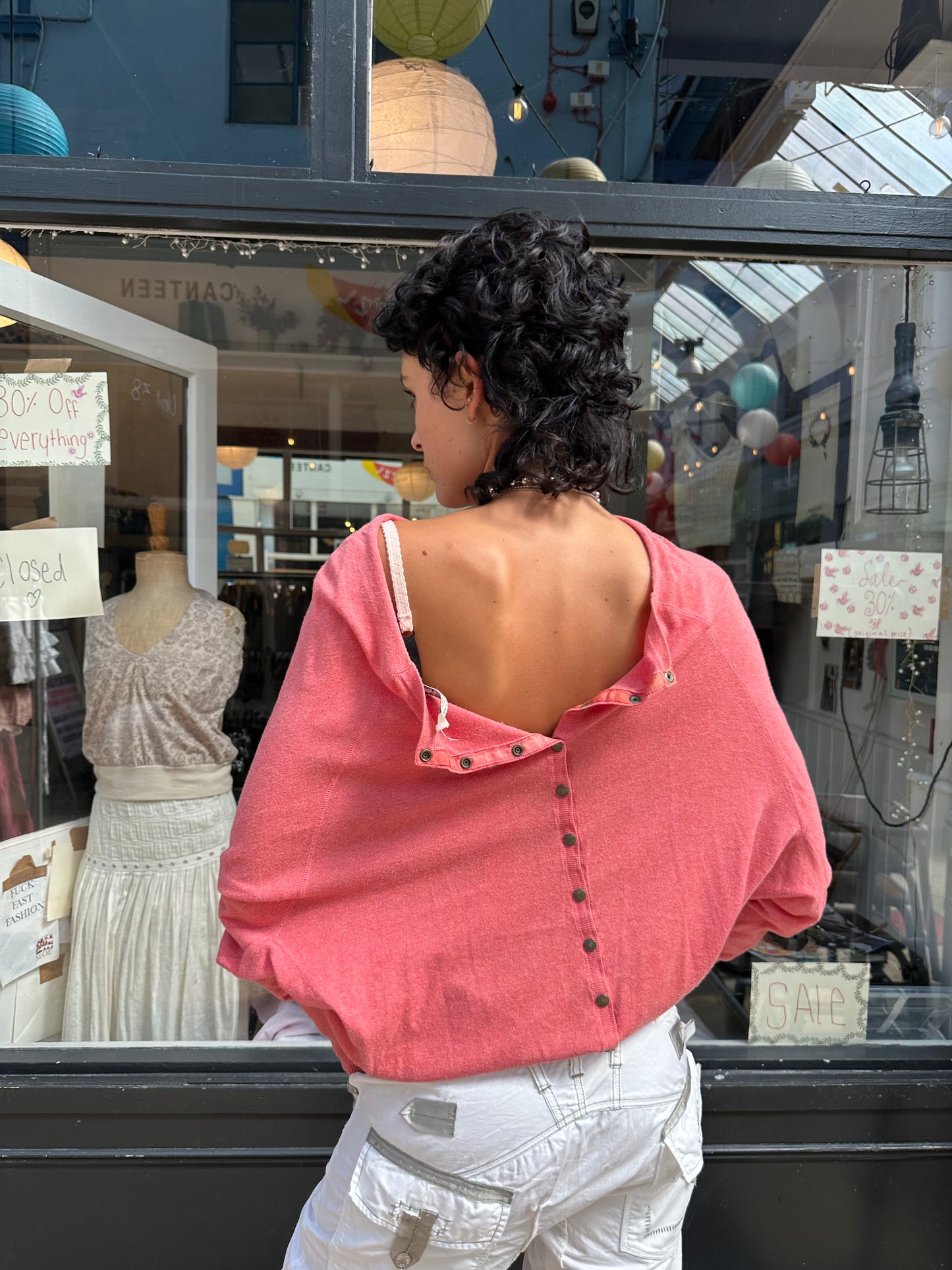 Coral pink slouchy knit