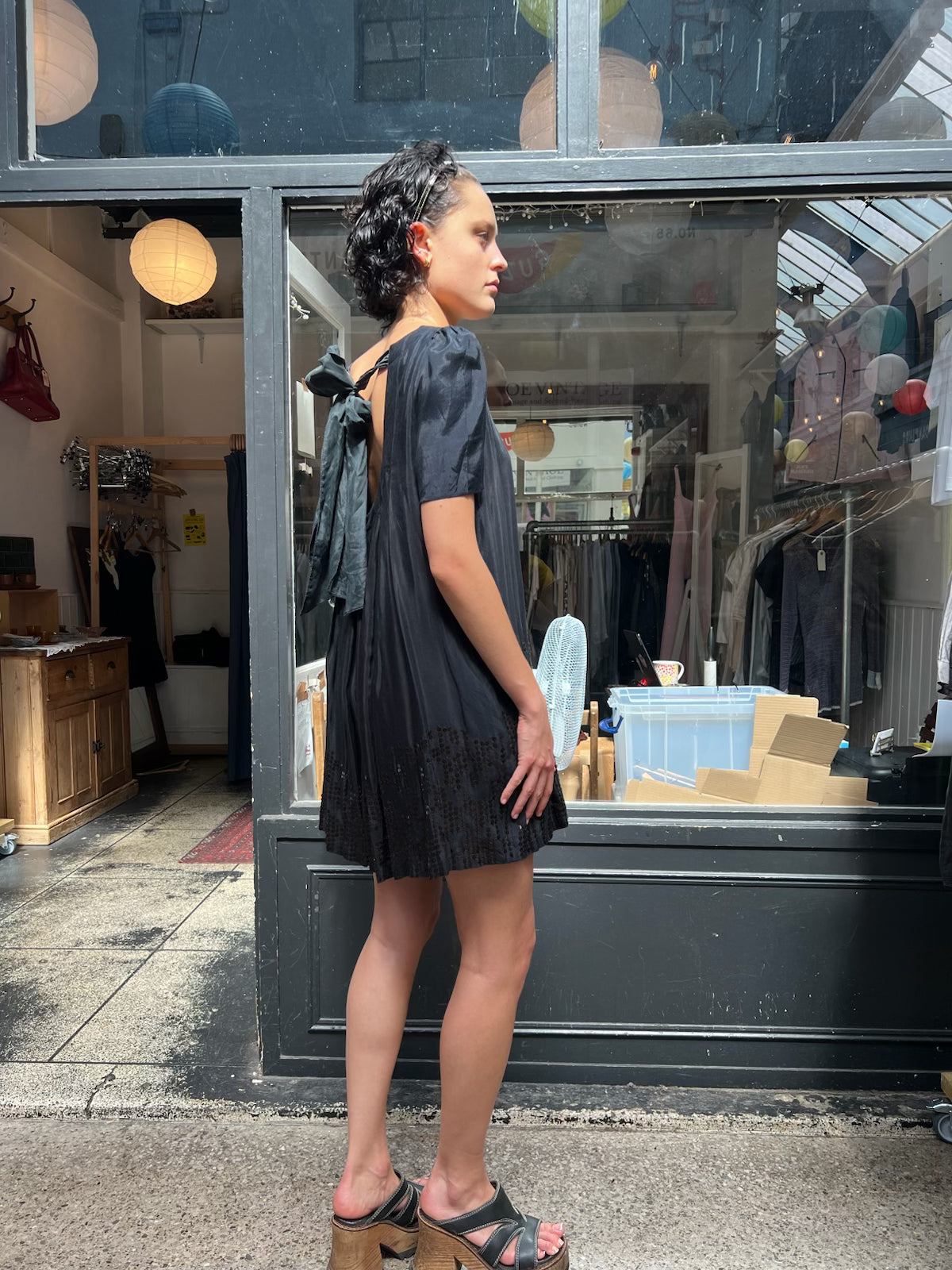 ALL SAINTS black sequin baby doll dress