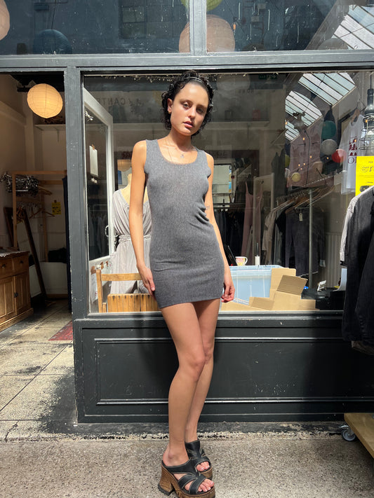 Grey mesh mini dress