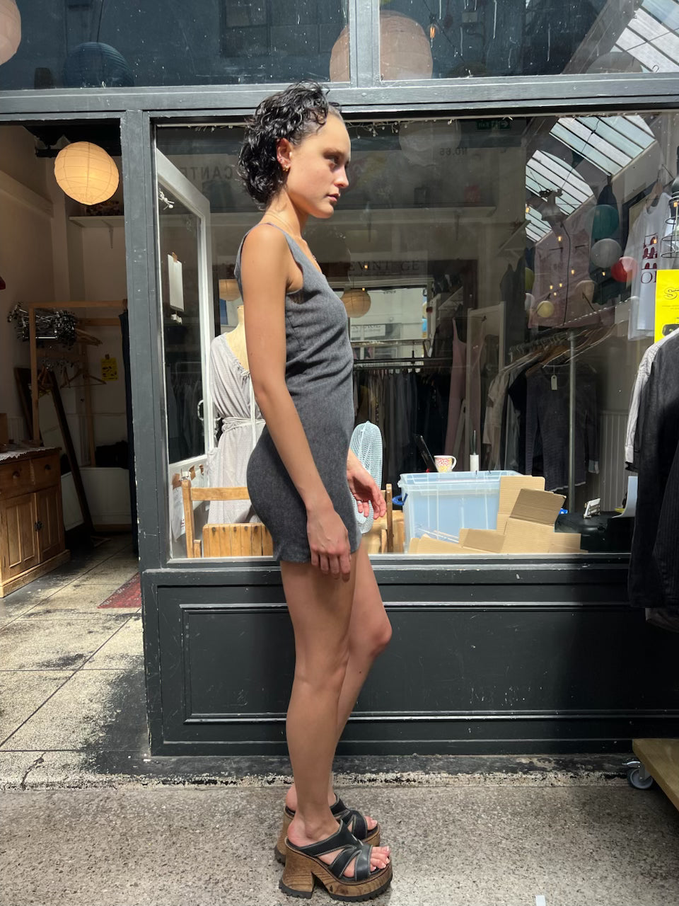 Grey mesh mini dress