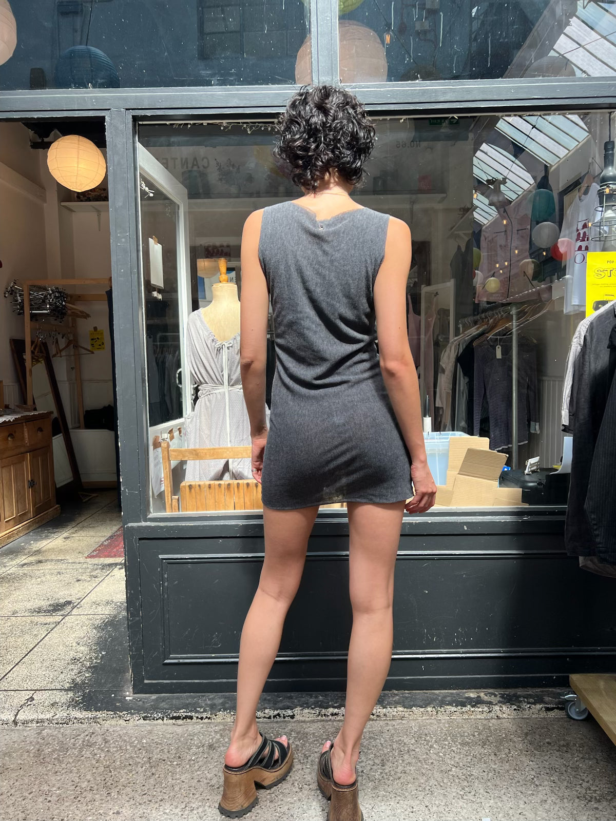 Grey mesh mini dress