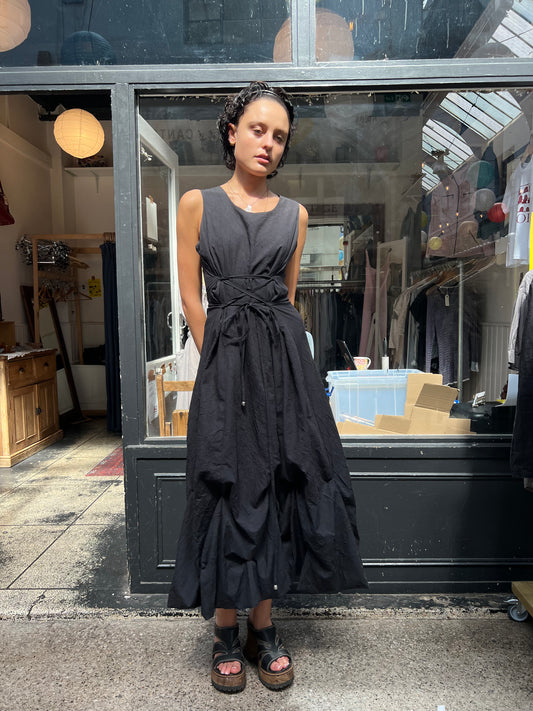 Black parachute maxi dress