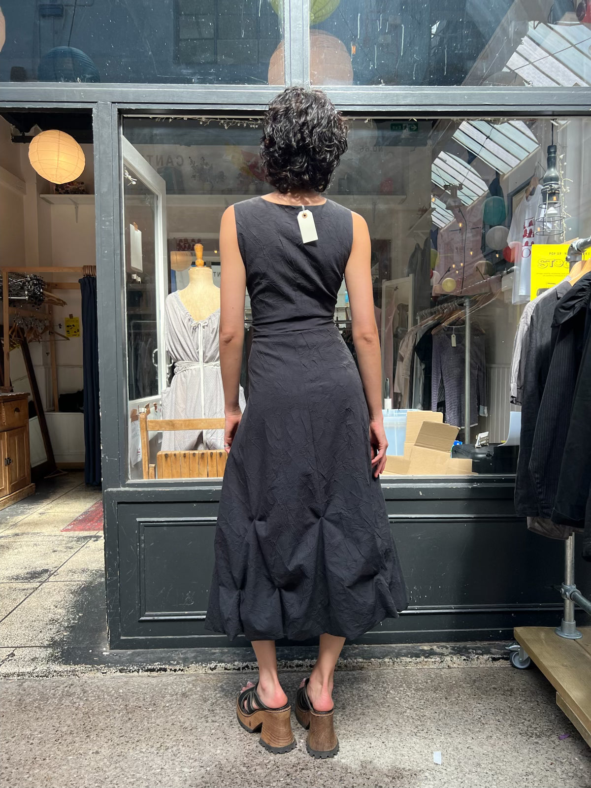 Black parachute maxi dress