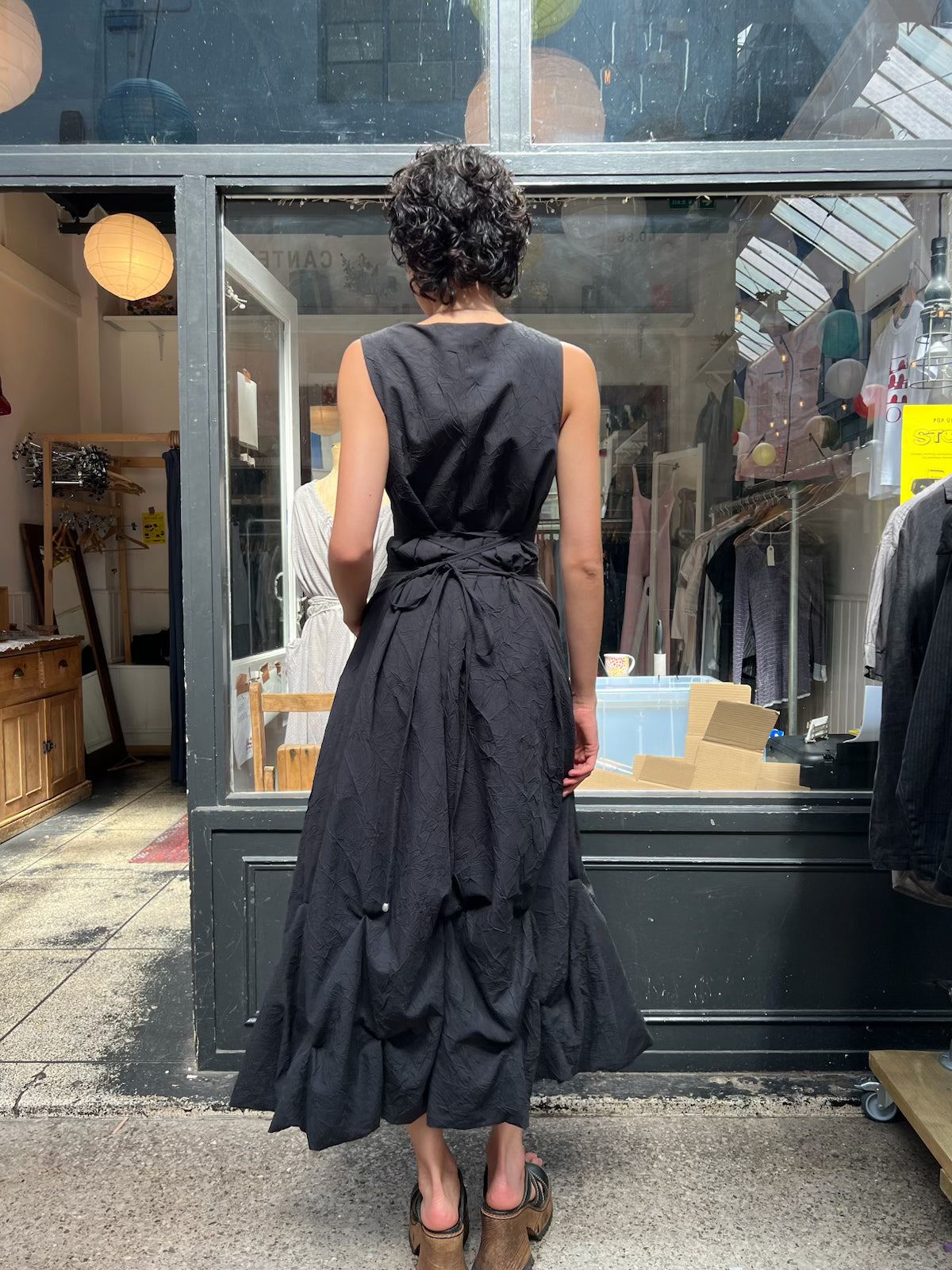 Black parachute maxi dress