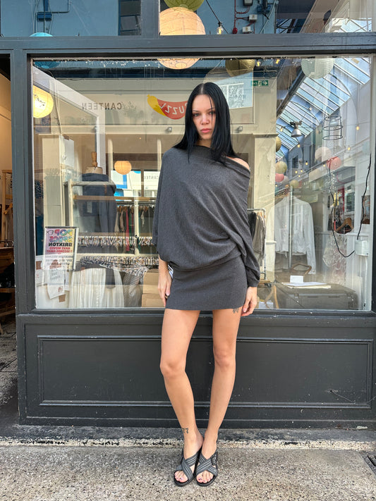 All saints dark grey slouchy mini dress