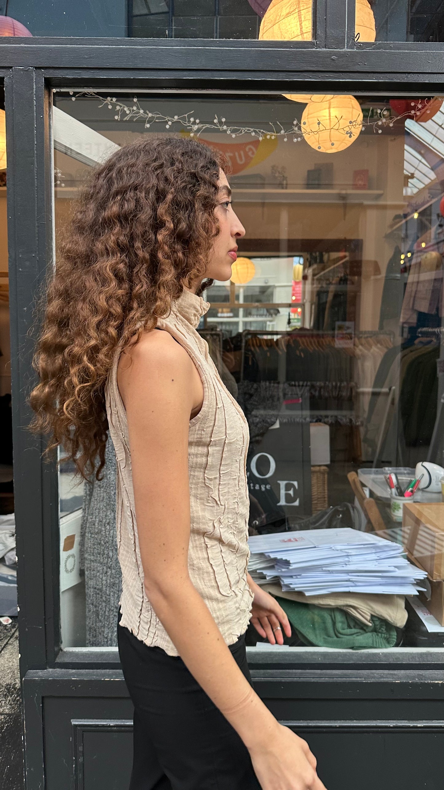 Textured sleeveless top