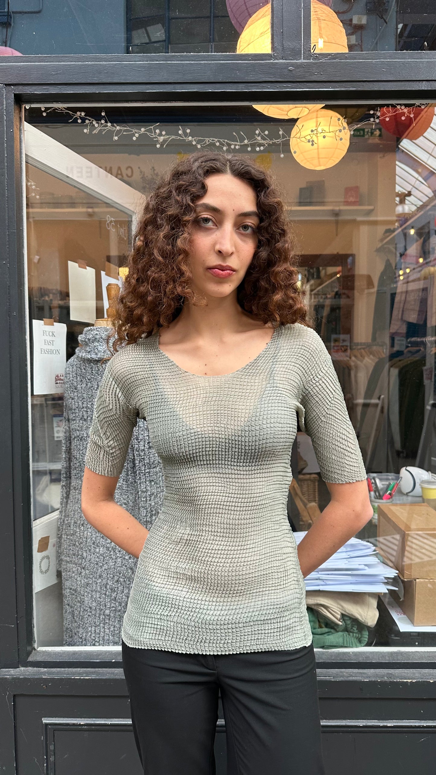 Textured sage top