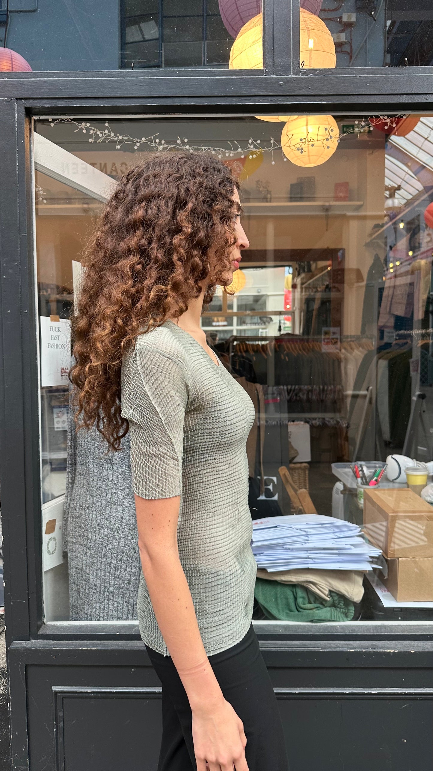 Textured sage top