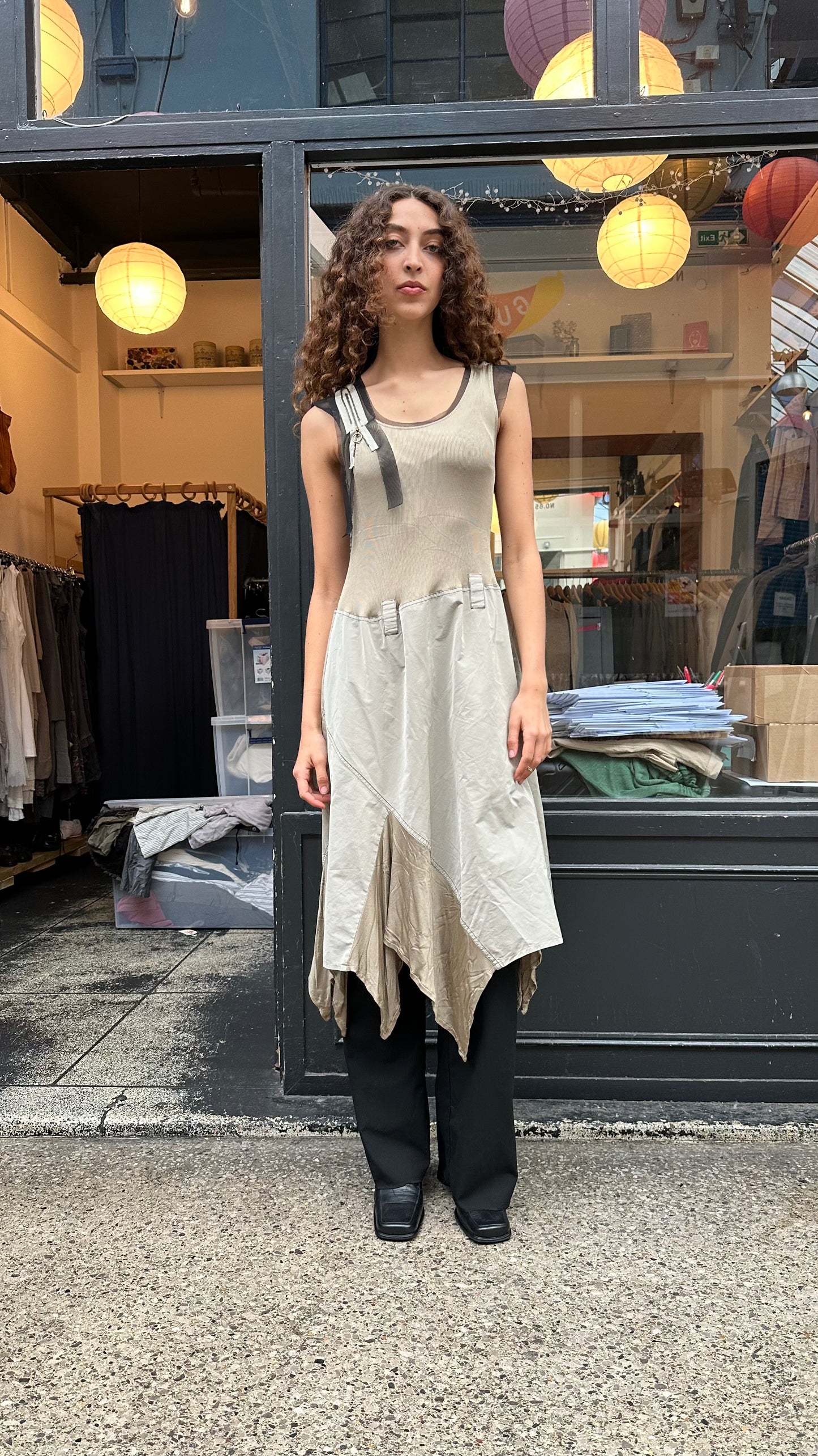 Asymmetric dress with zip