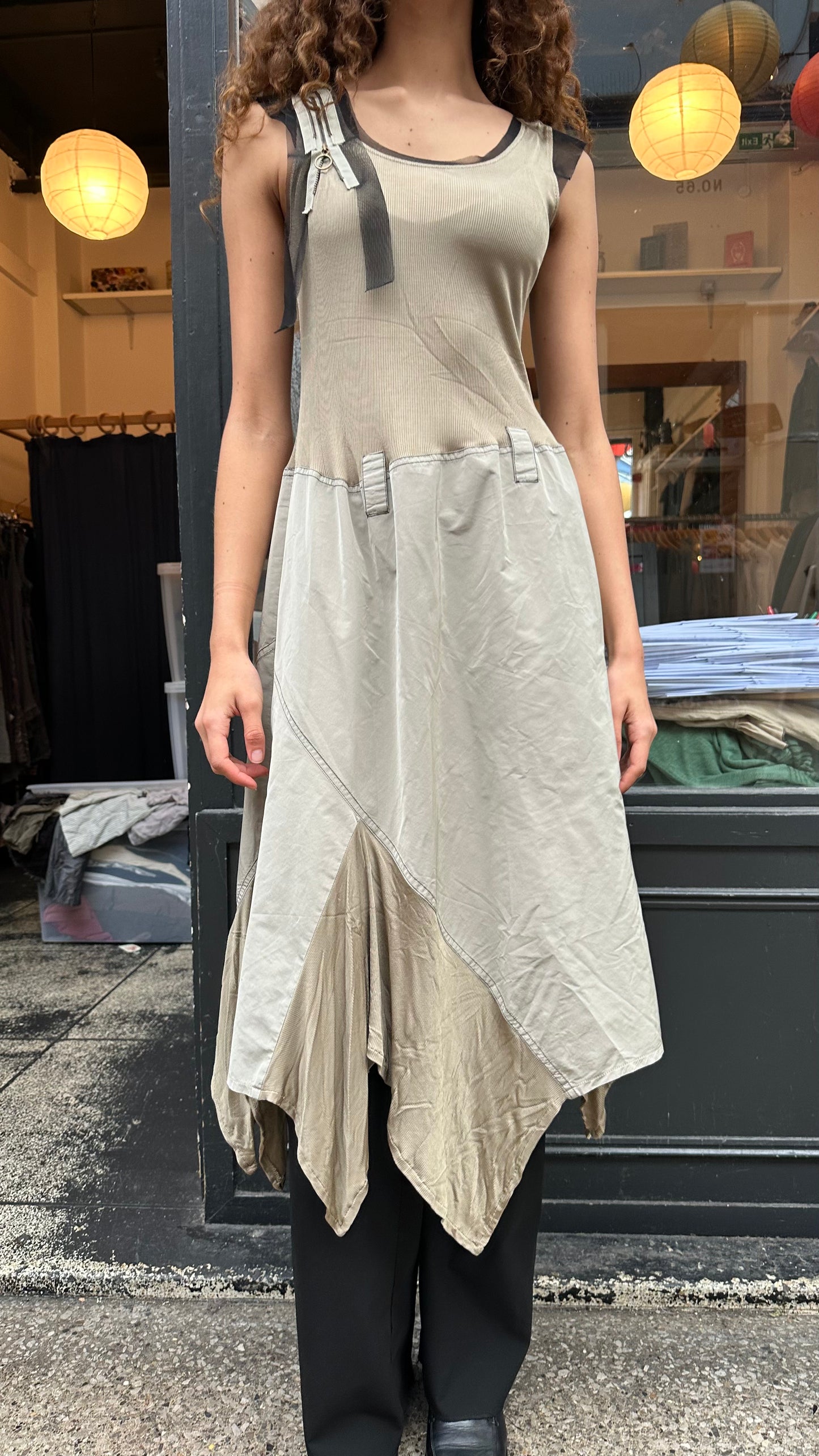 Asymmetric dress with zip