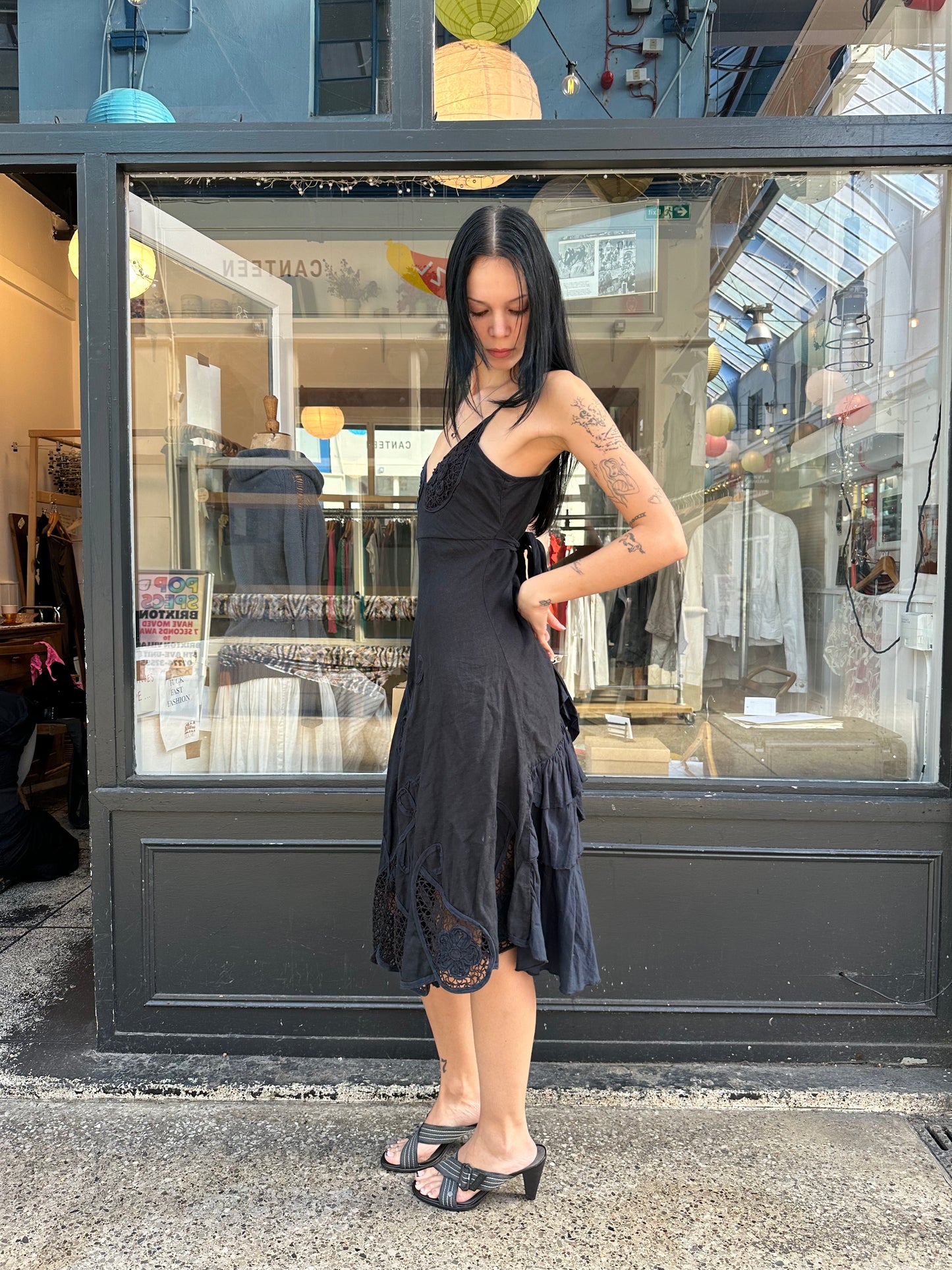 Nolita black cotton milkmaid dress