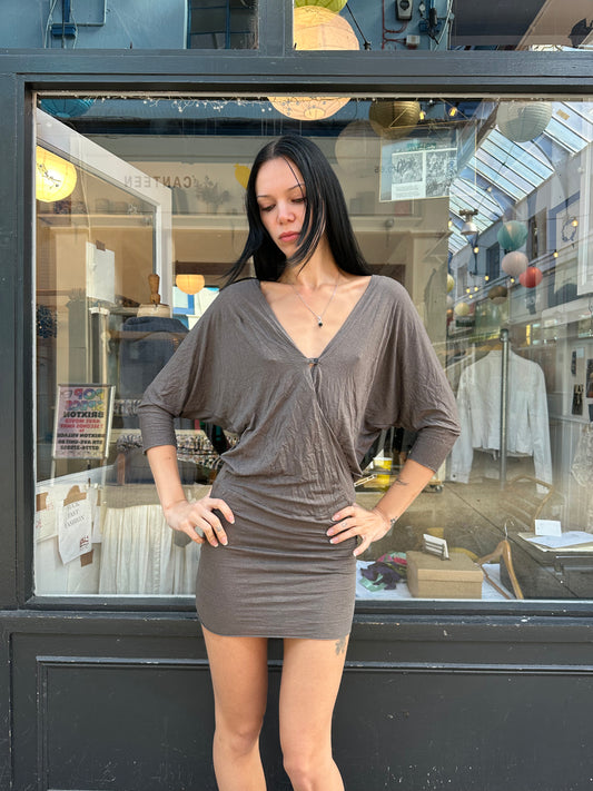 Grey batwing mini dress