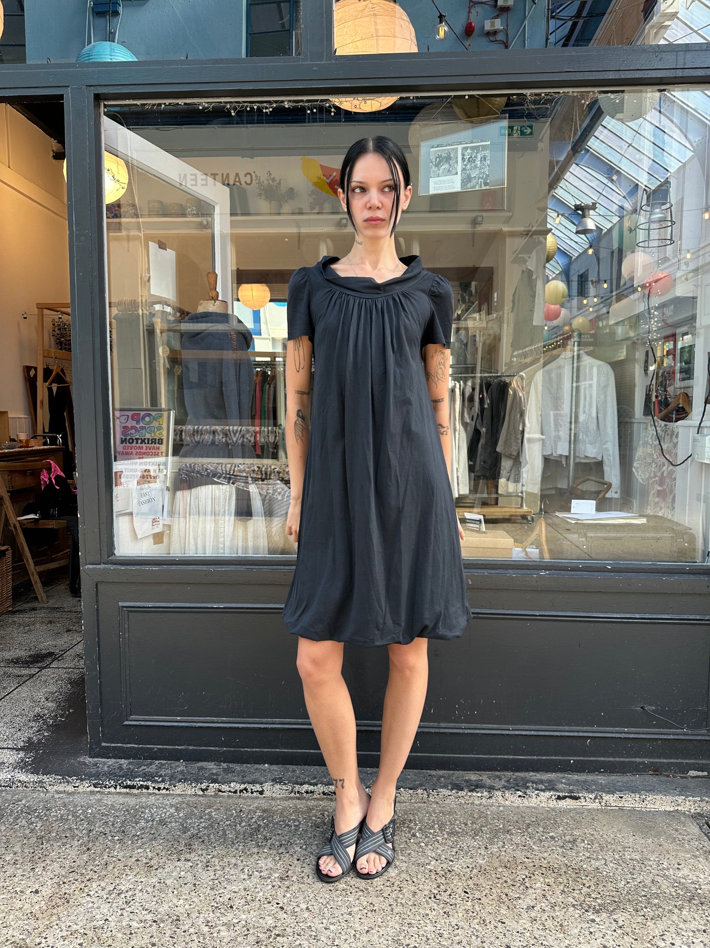 Black 100% cotton baby doll dress
