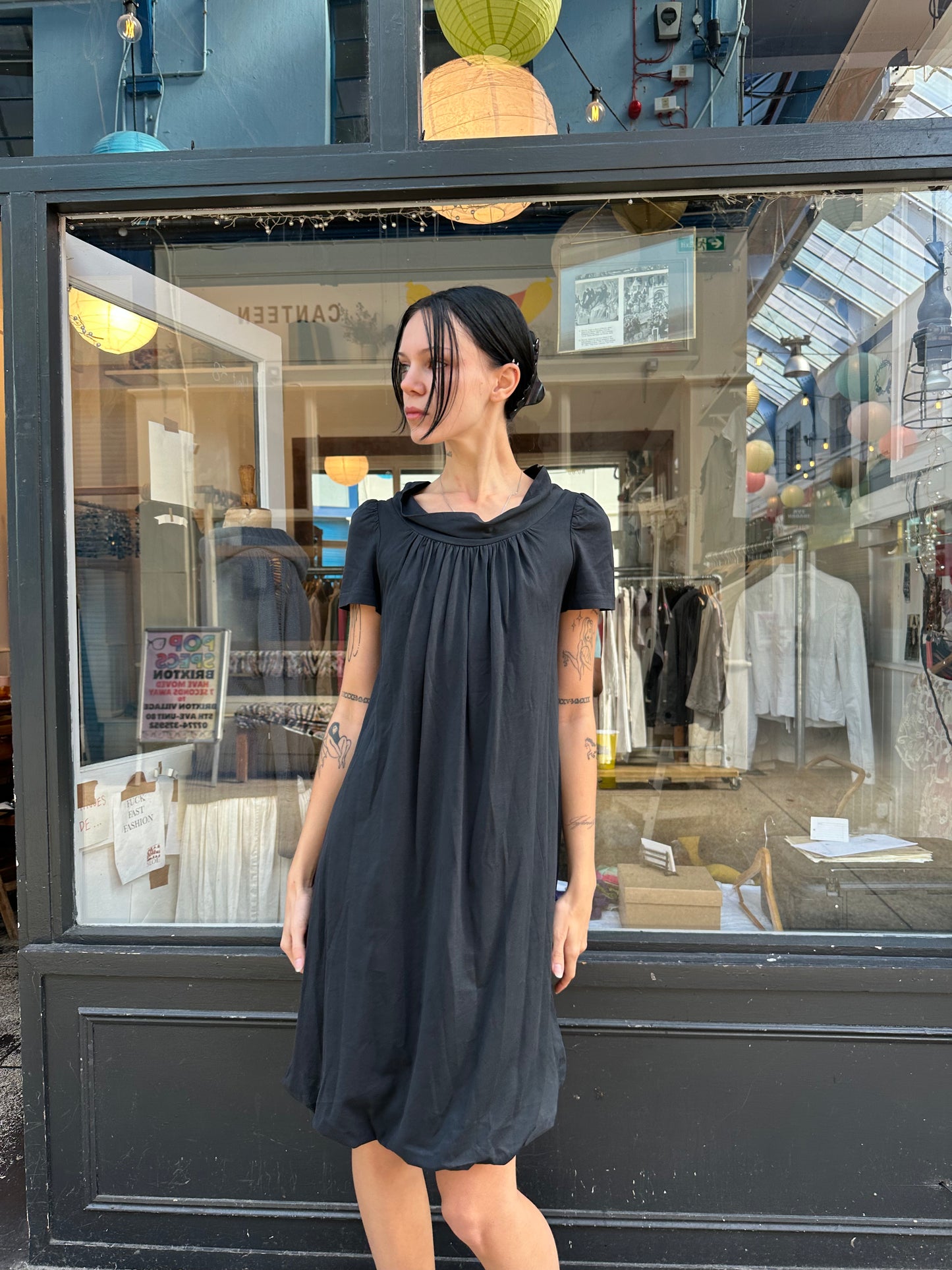 Black 100% cotton baby doll dress