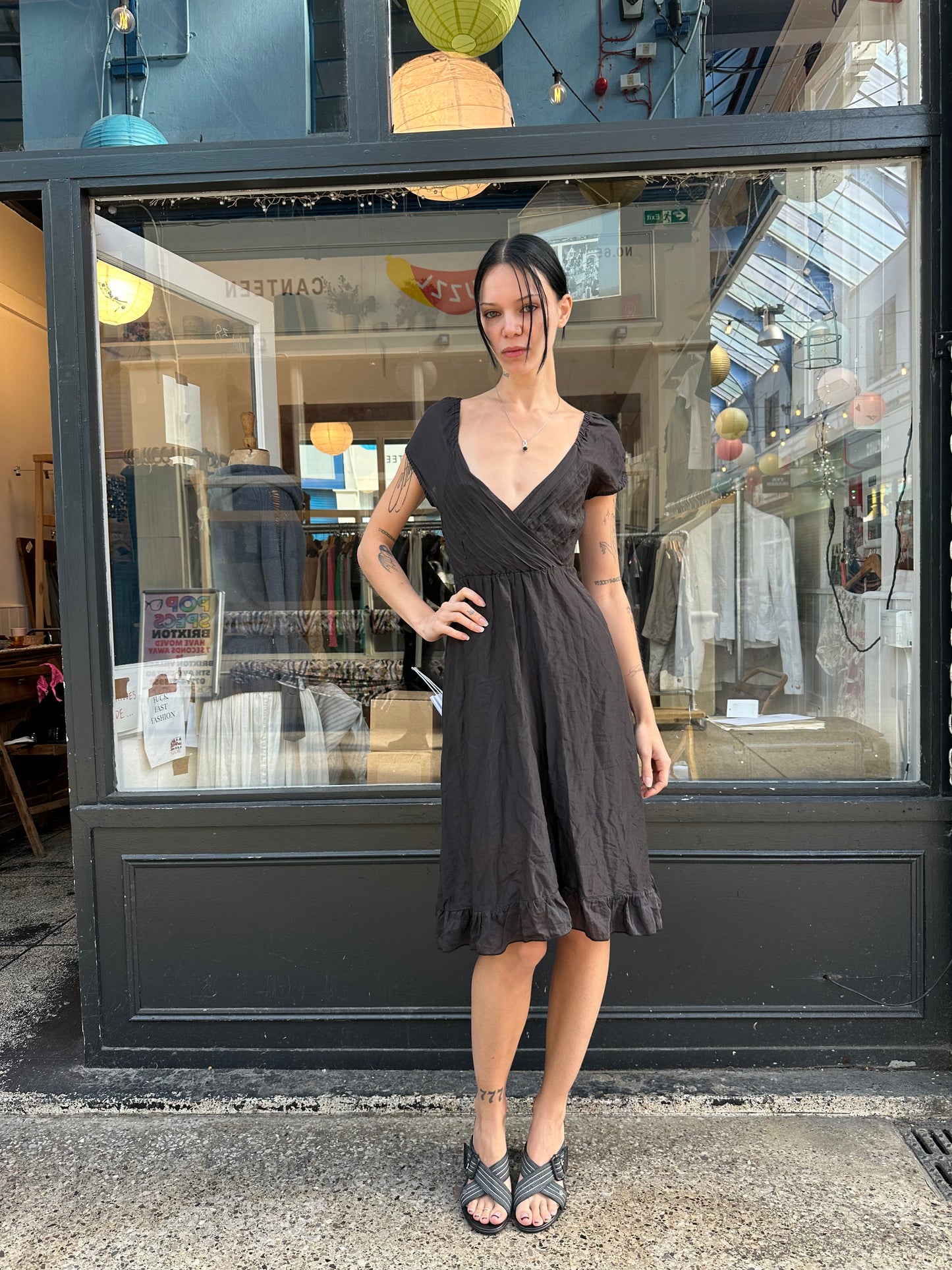 Nolita black cotton midi dress