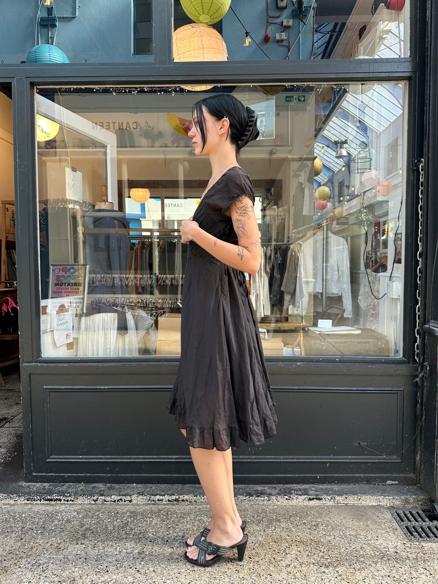 Nolita black cotton midi dress