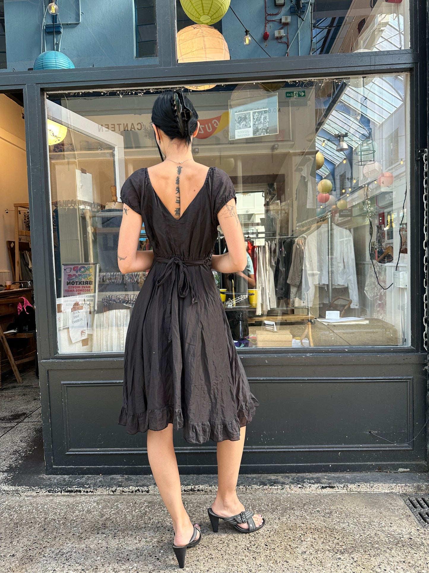 Nolita black cotton midi dress