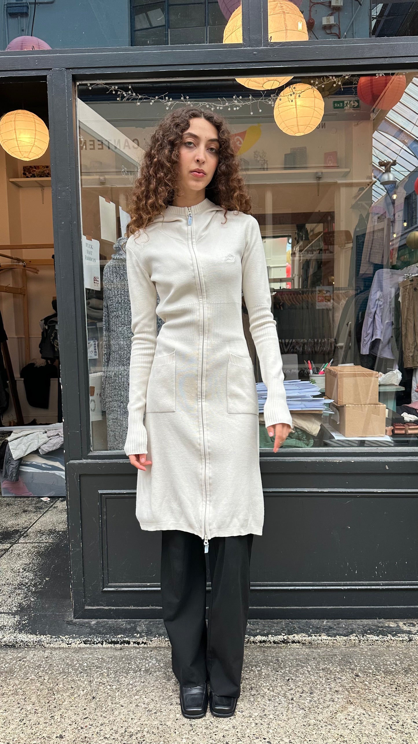 Cream hooded jumper dress