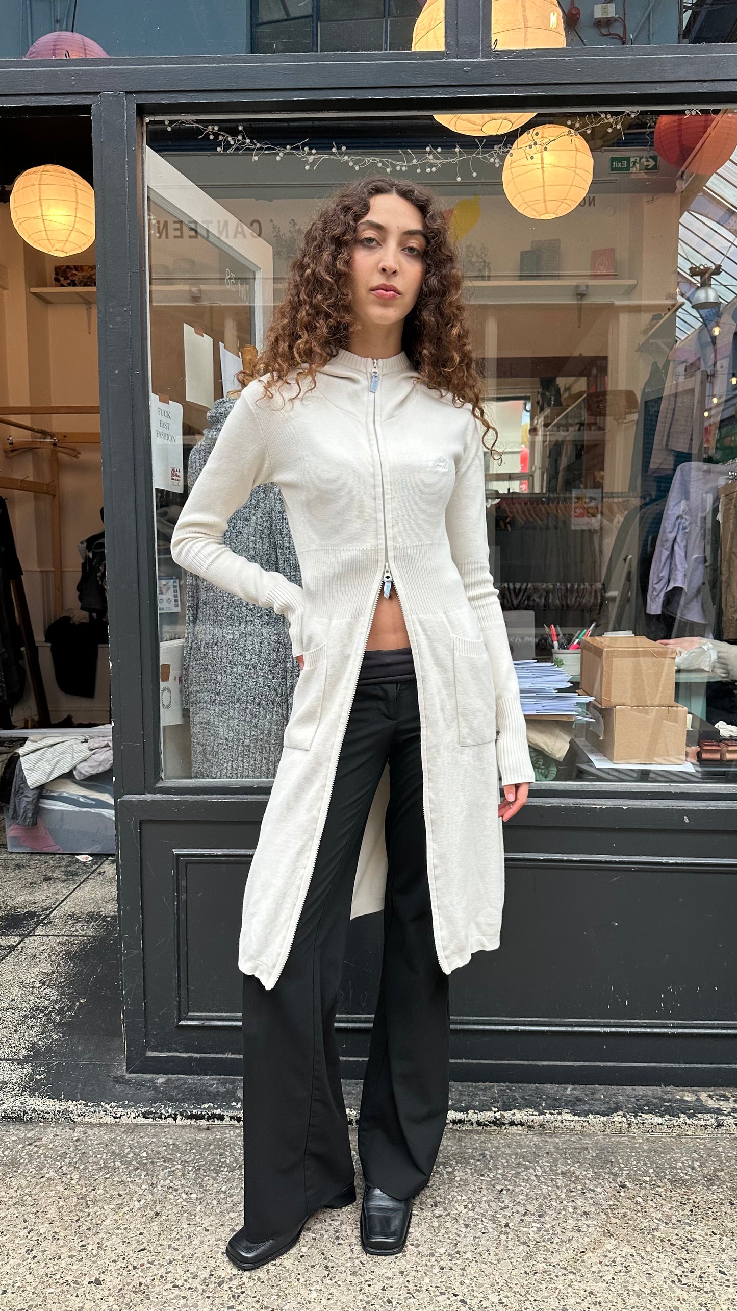 Cream hooded jumper dress