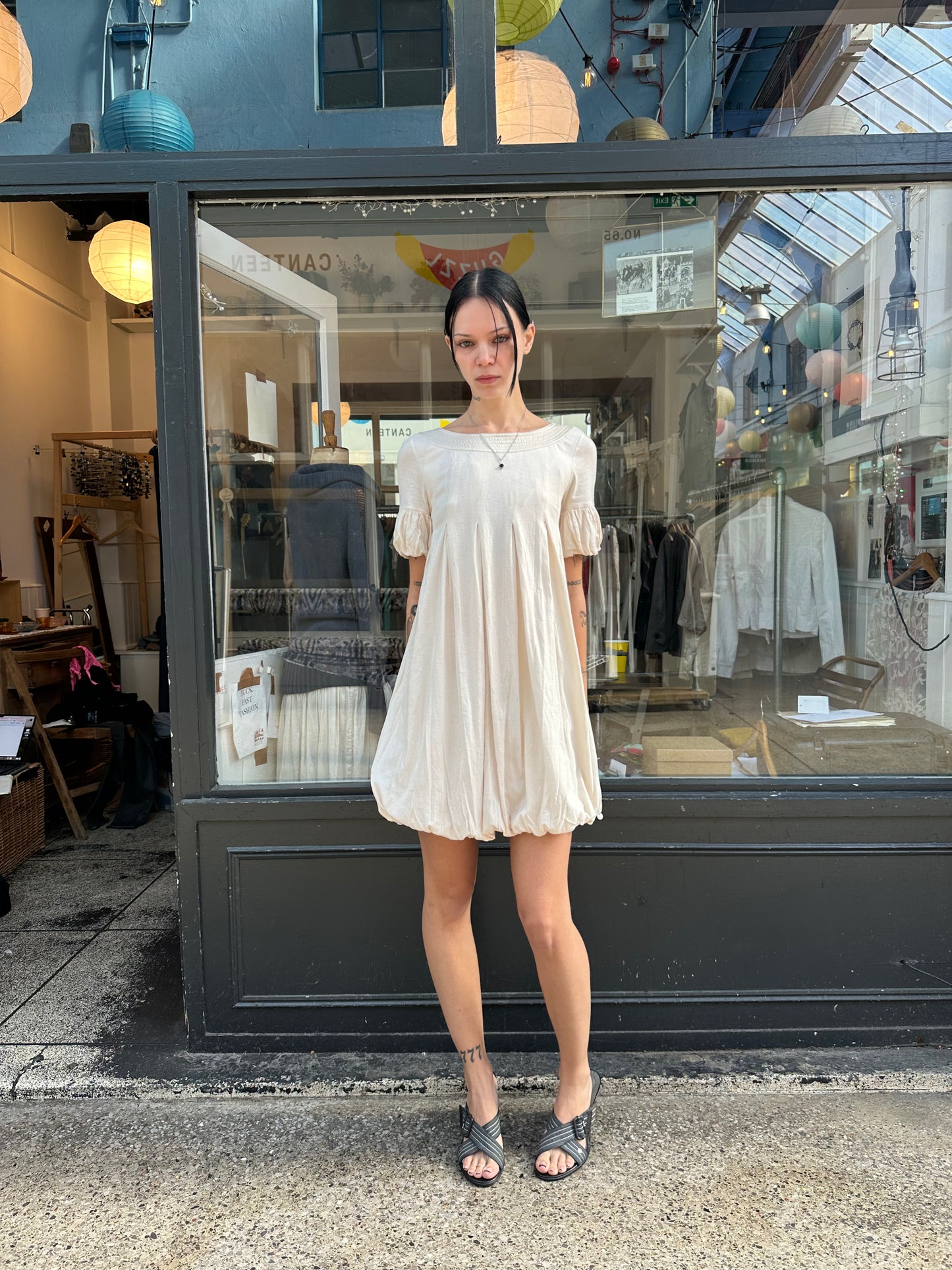 Cream baby doll dress