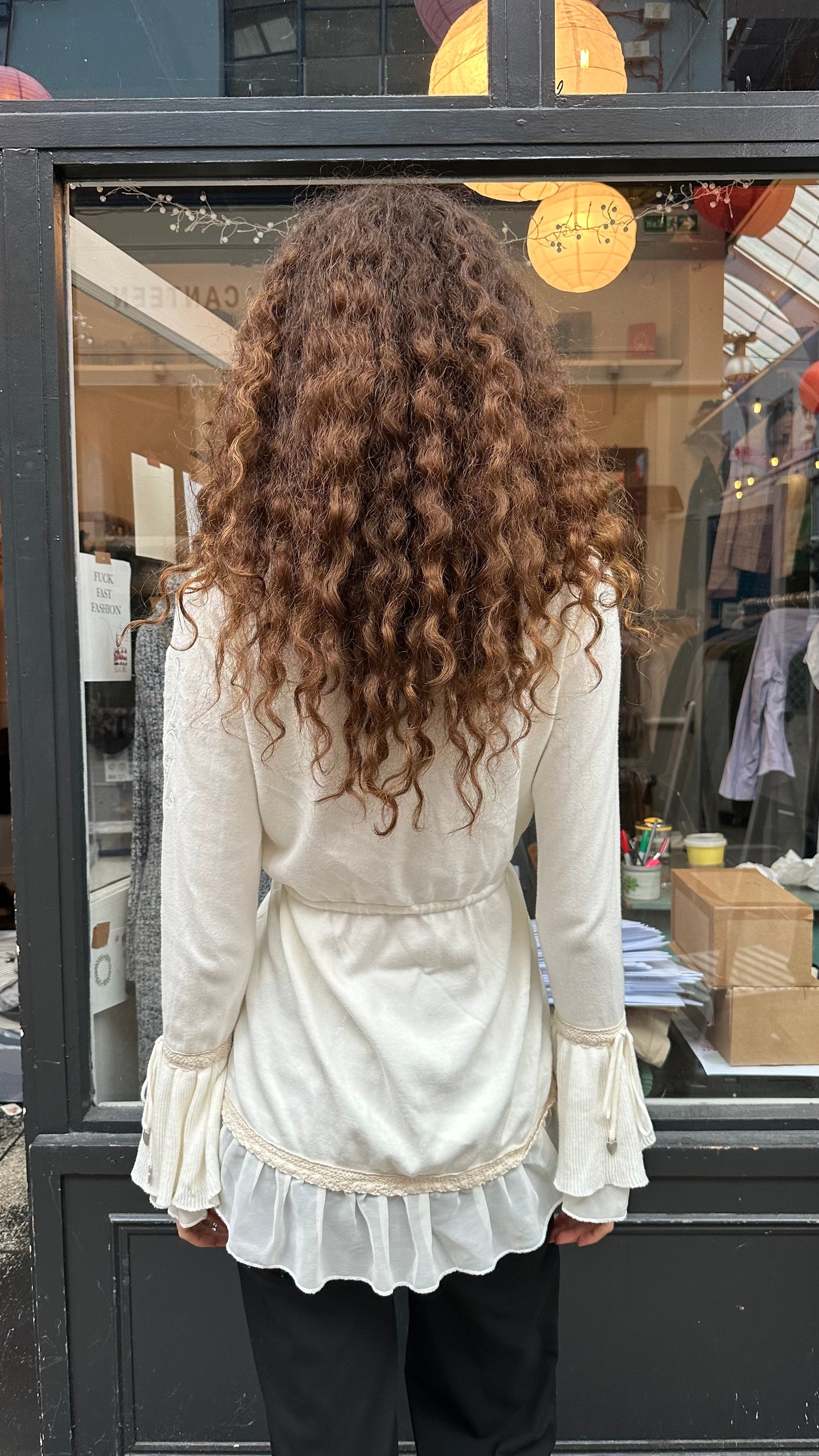 Cream ruffle cardigan