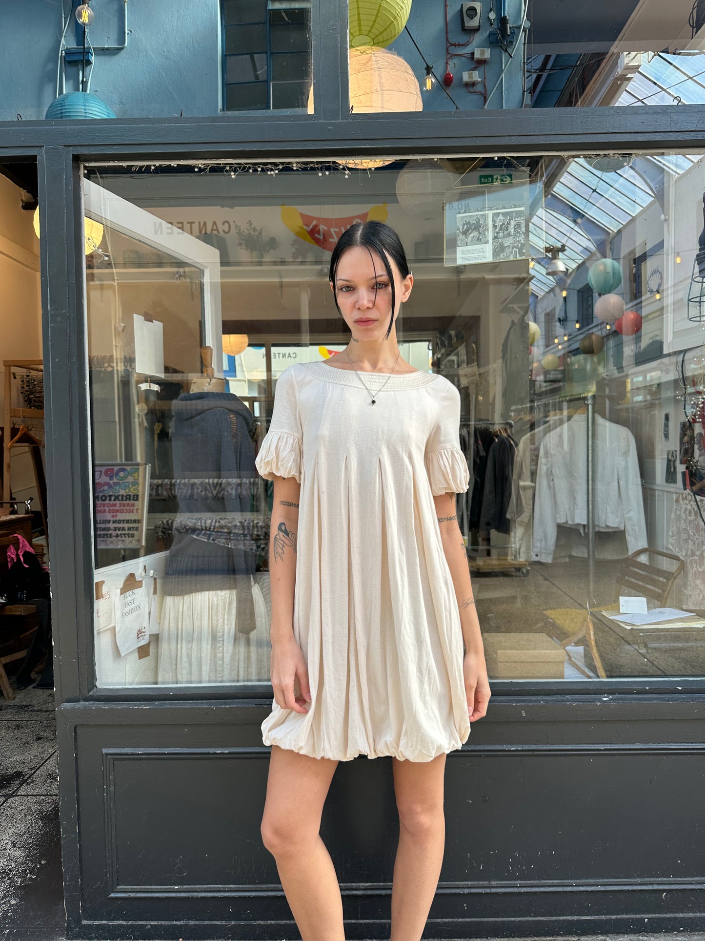 Cream baby doll dress