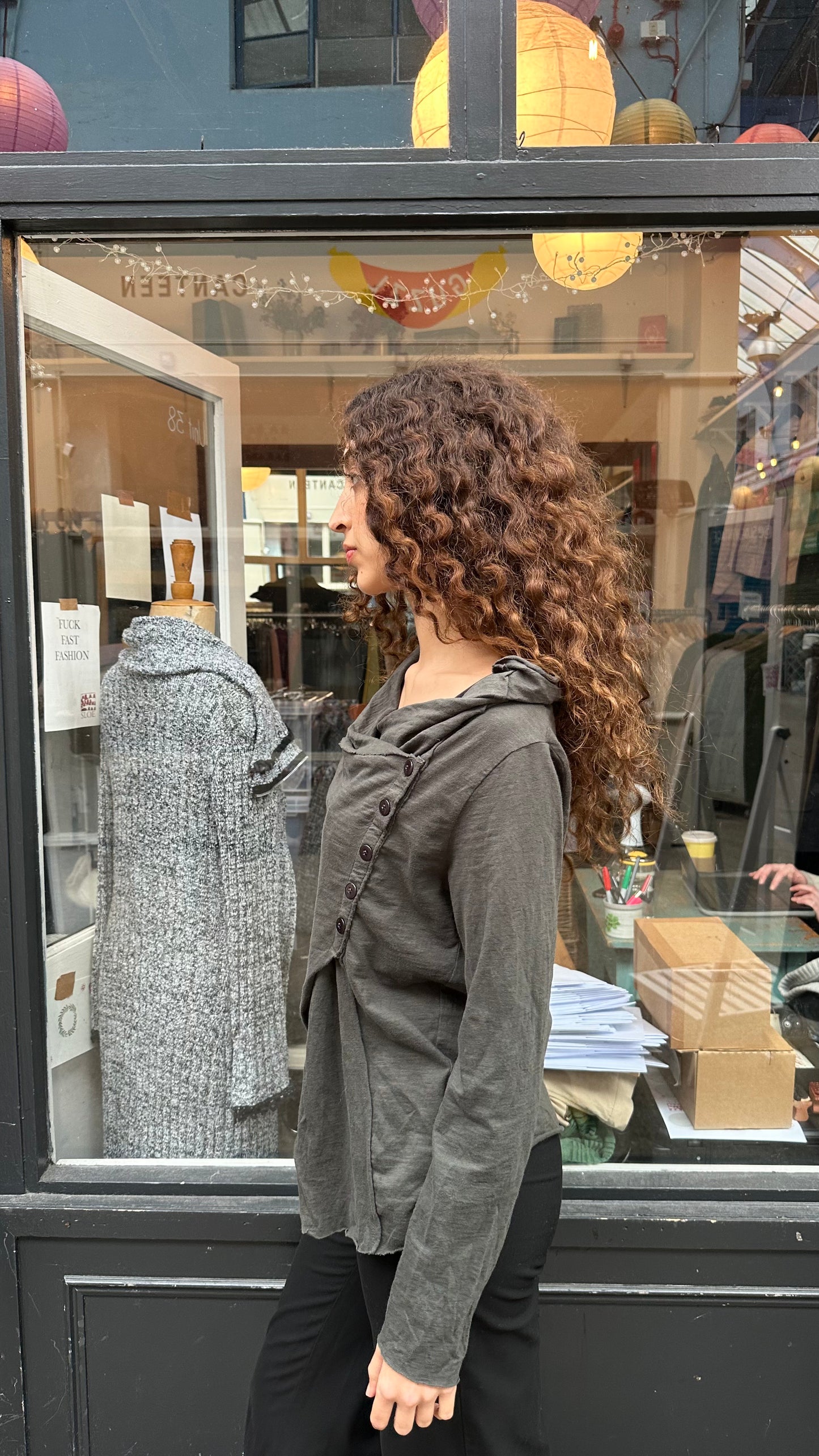 Cowl neck cardigan top