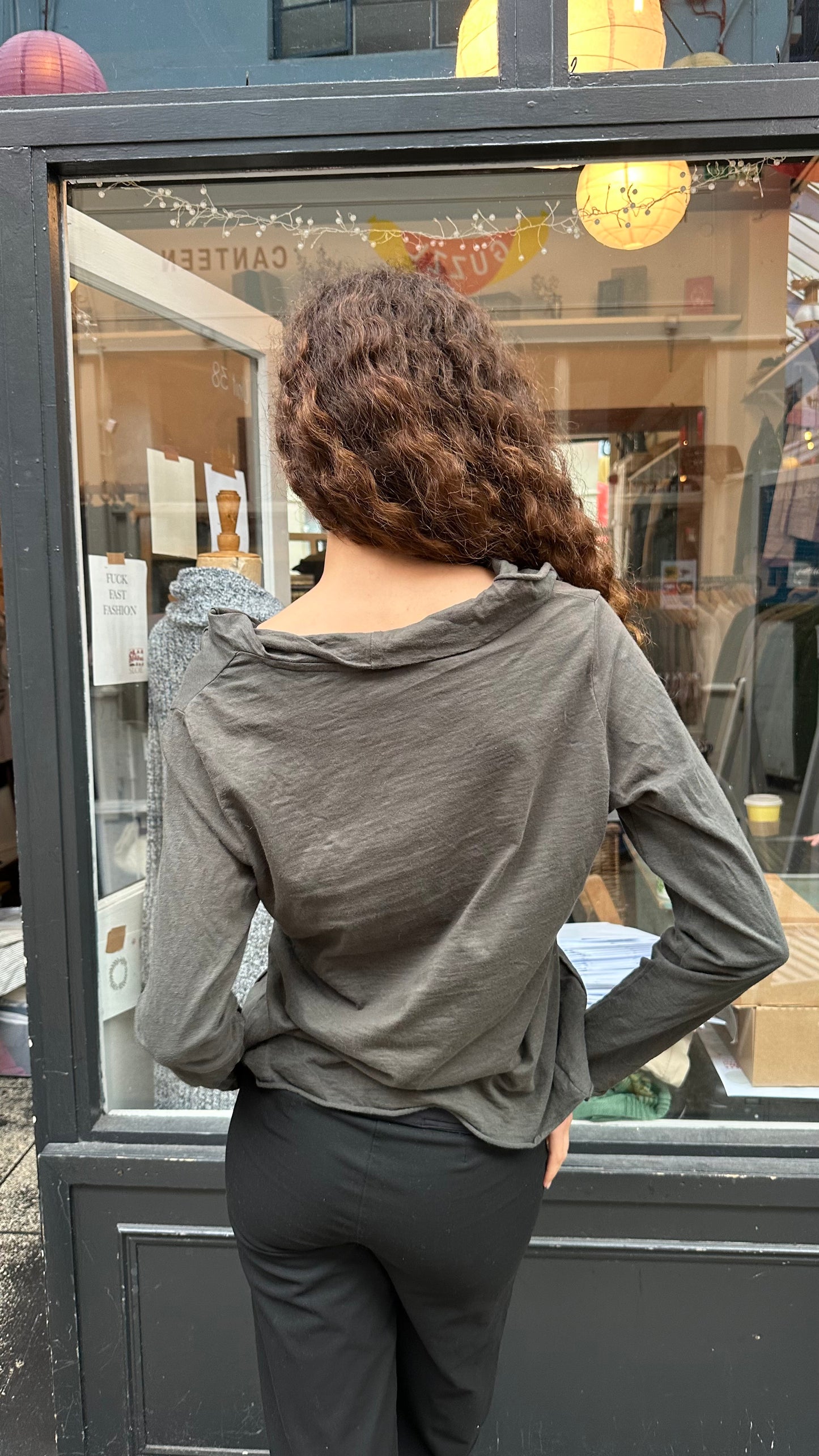 Cowl neck cardigan top