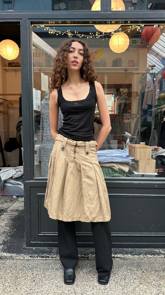 Folded waist midi skirt
